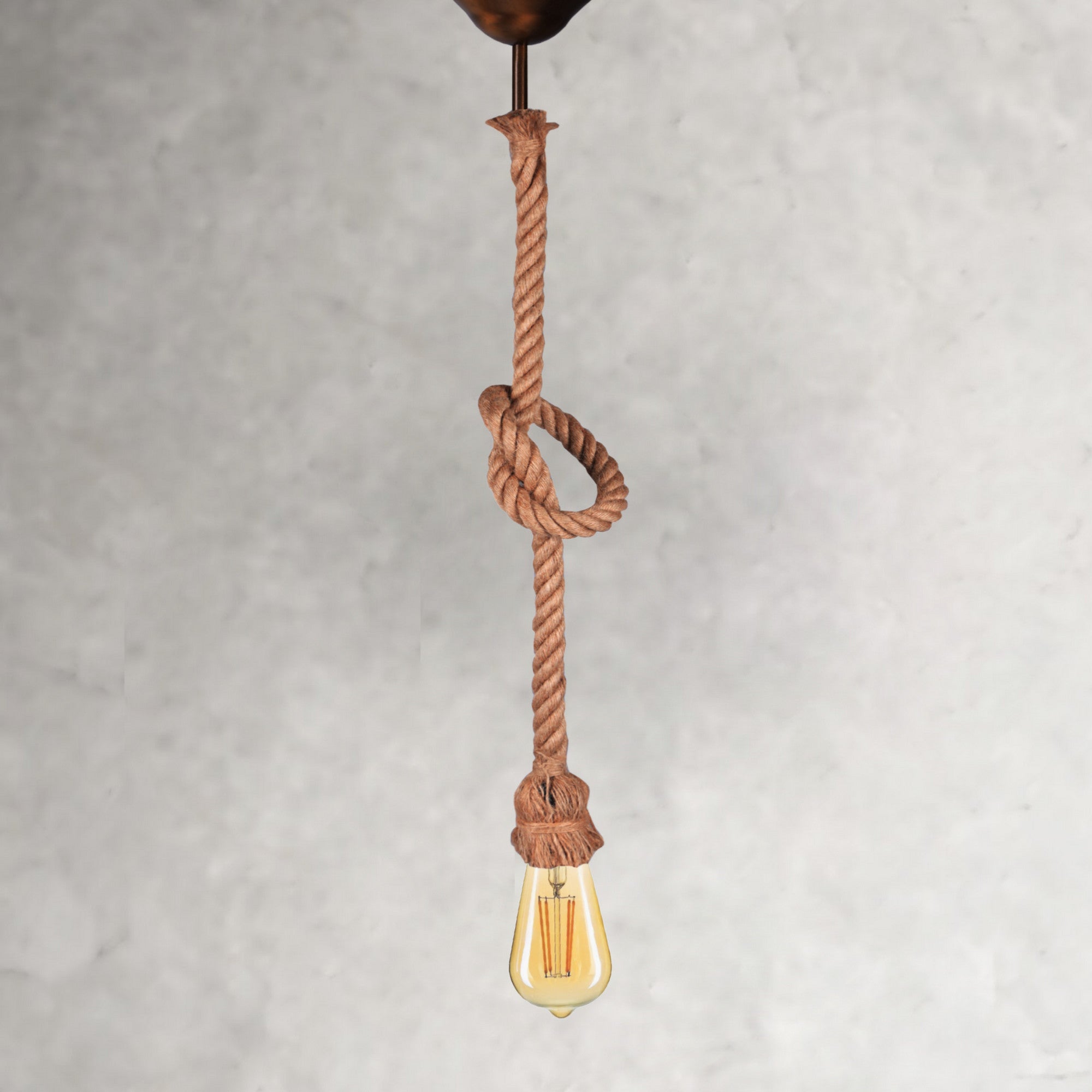 Candeeiro de Teto artesanal em tom creme, 70 cm | Design 100% corda, soquete E27 para lâmpada LED de 20 W | Iluminação elegante para casas e espaços modernos