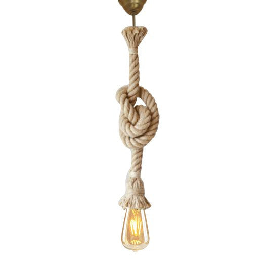 Candeeiro de Teto artesanal em tom creme, 70 cm | Design 100% corda, soquete E27 para lâmpada LED de 20 W | Iluminação elegante para casas e espaços modernos