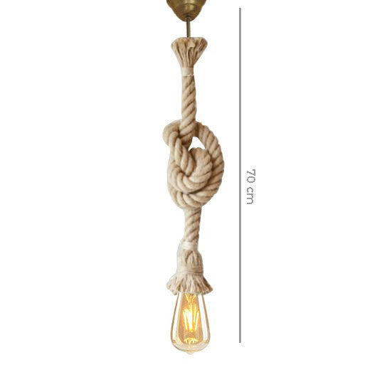 Candeeiro de Teto artesanal em tom creme, 70 cm | Design 100% corda, soquete E27 para lâmpada LED de 20 W | Iluminação elegante para casas e espaços modernos