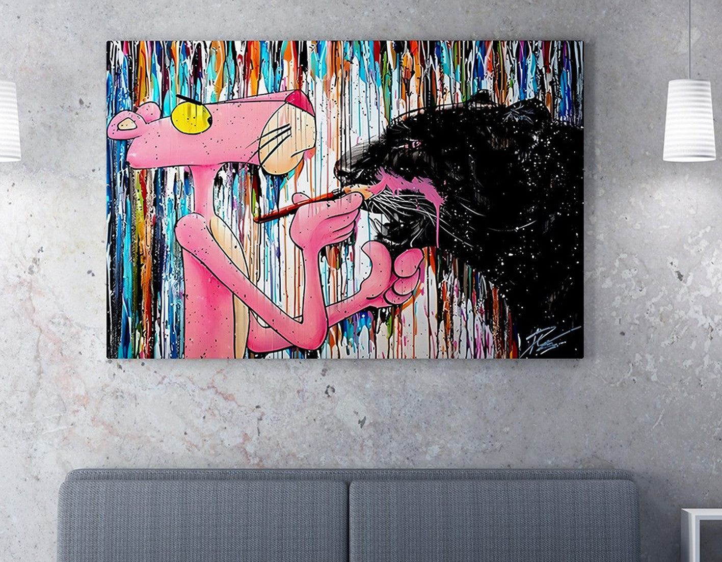 Pintura decorativa em tela – 50 x 70 cm – moldura de madeira