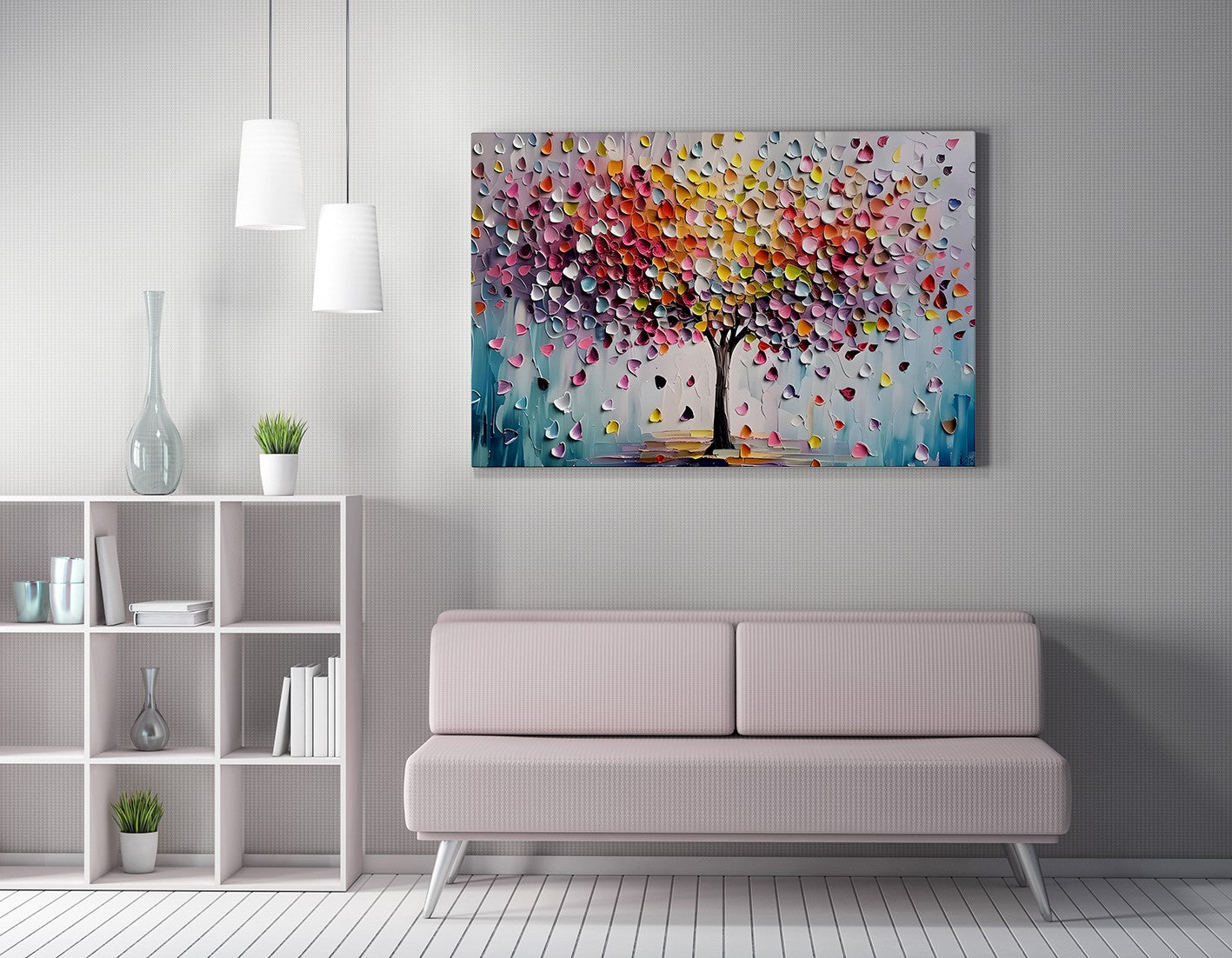 Pintura decorativa em tela – 50 x 70 cm – moldura de madeira