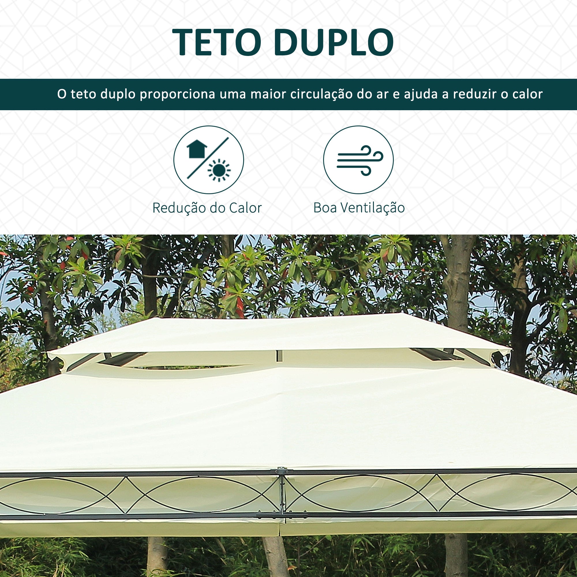 Pérgola de Jardim 300x400x280 cm Cor Creme Branco