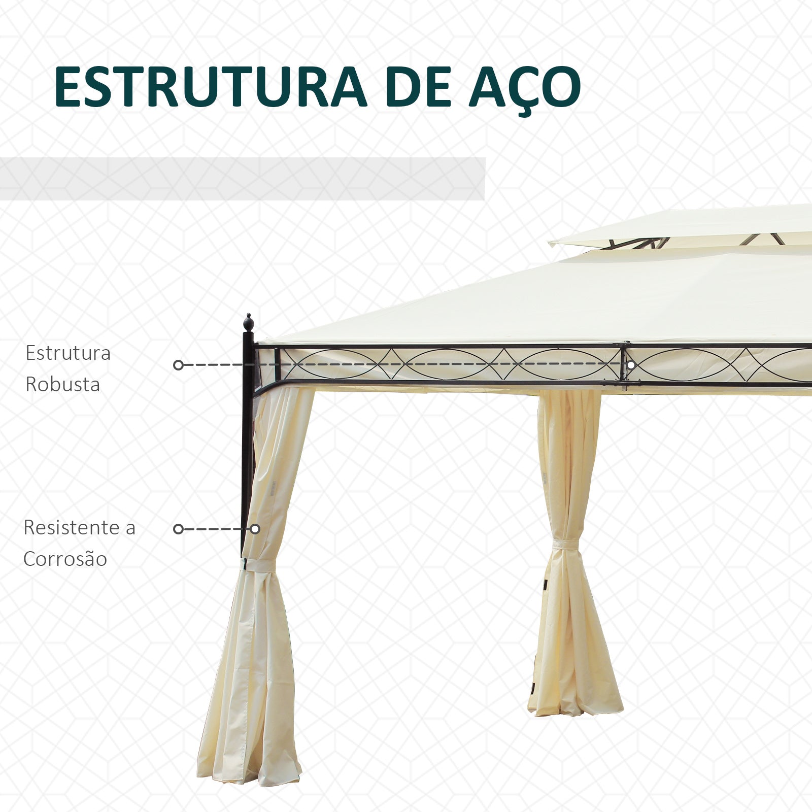 Pérgola de Jardim 300x400x280 cm Cor Creme Branco