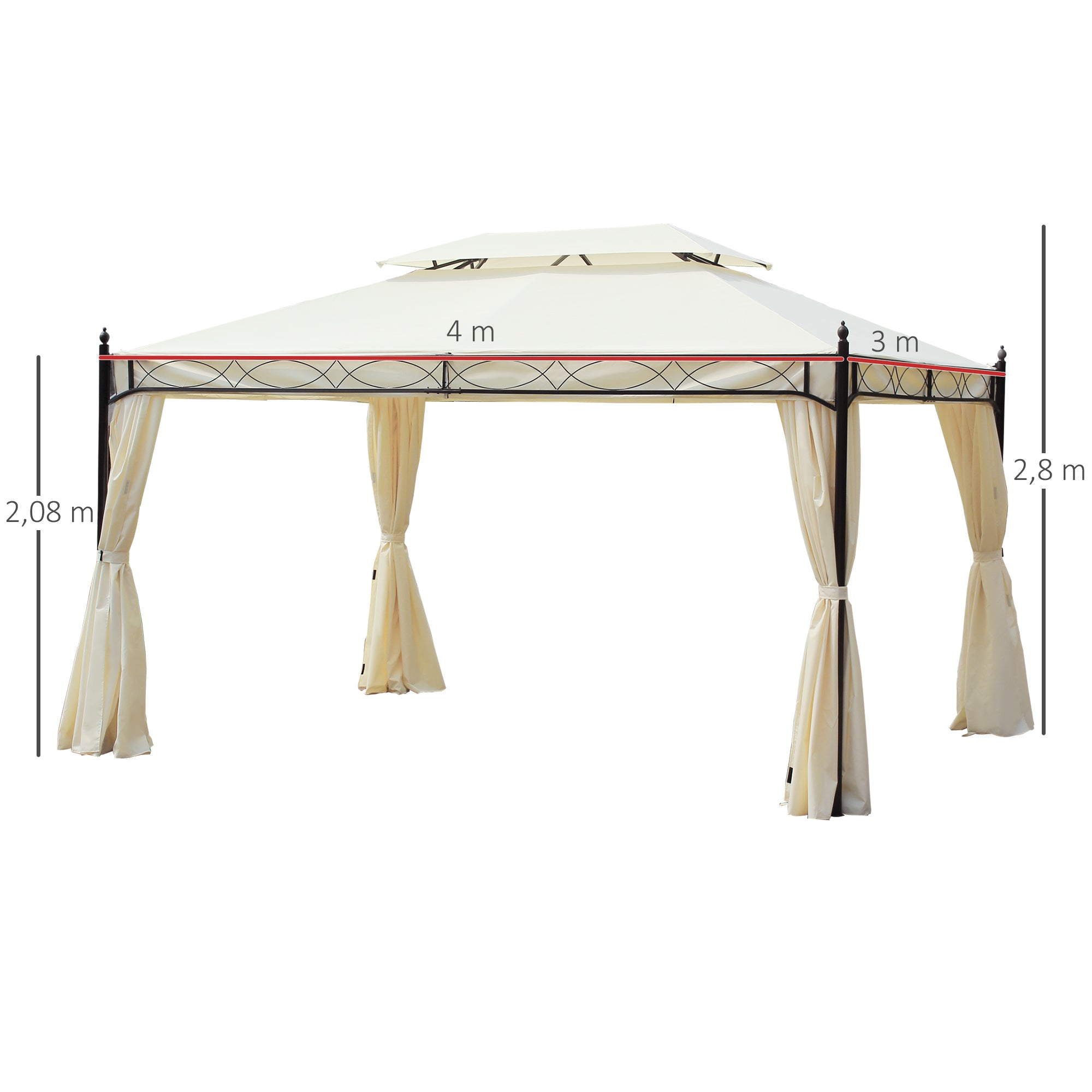 Pérgola de Jardim 300x400x280 cm Cor Creme Branco