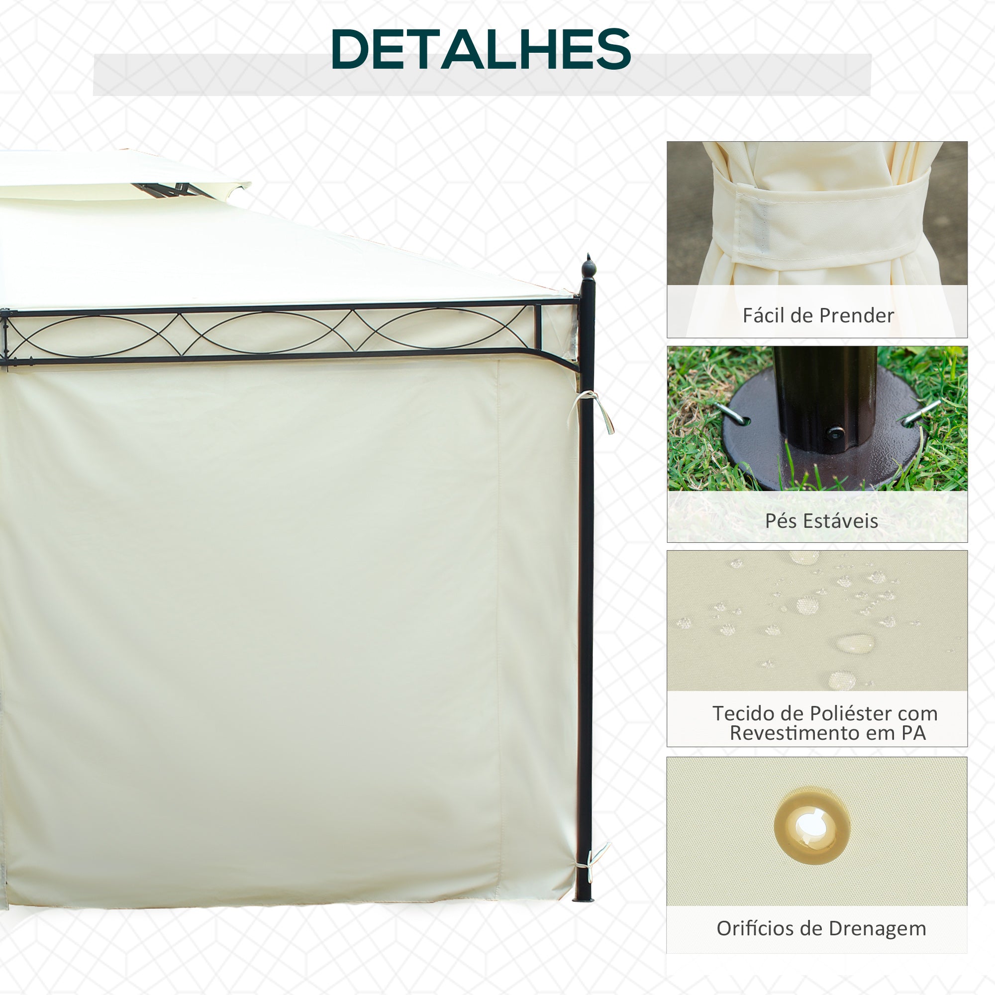 Pérgola de Jardim 300x400x280 cm Cor Creme Branco