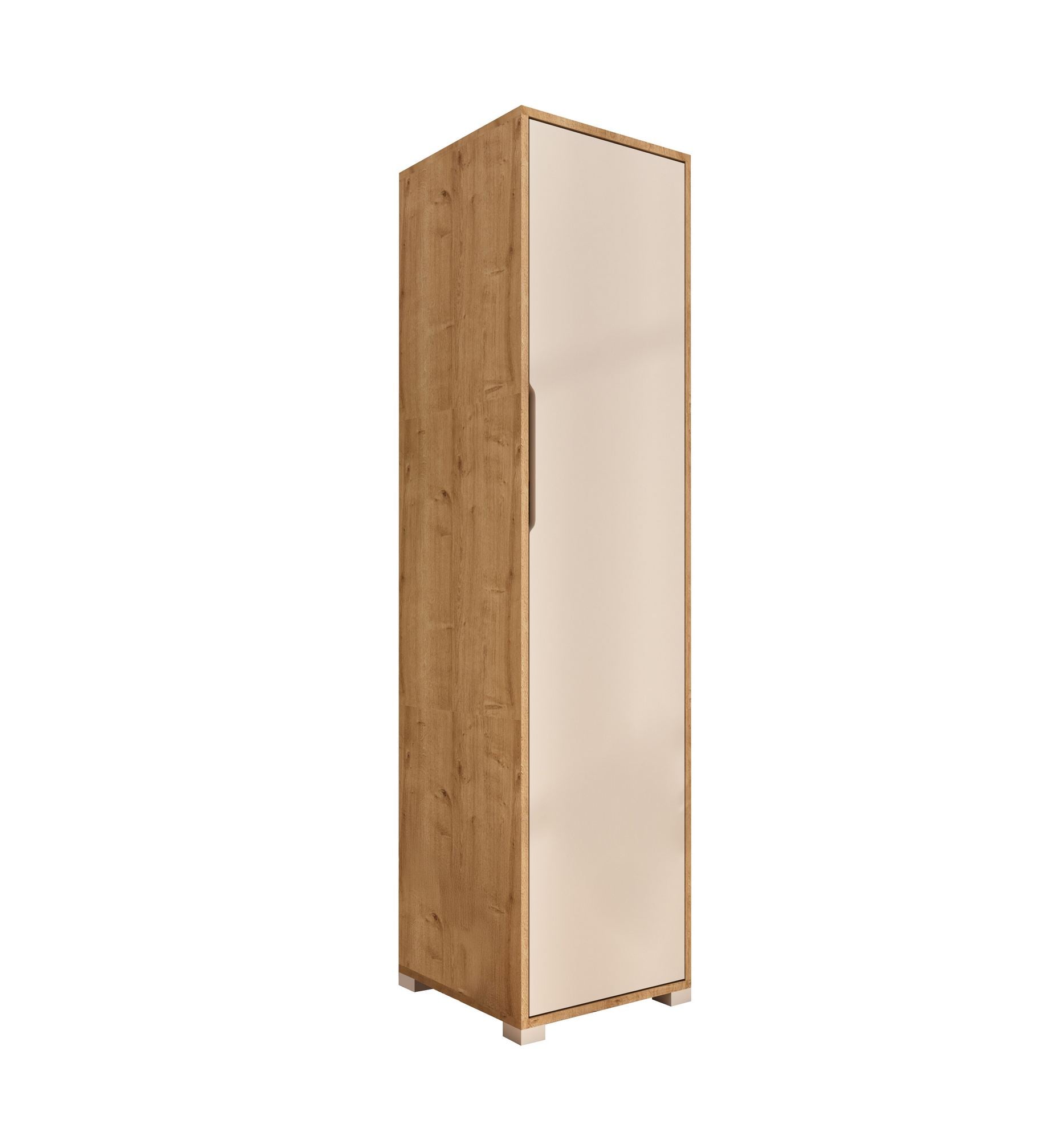 Guarda-roupa – 47 cm – Carvalho Safira e Branco – Aglomerado revestido de melamina