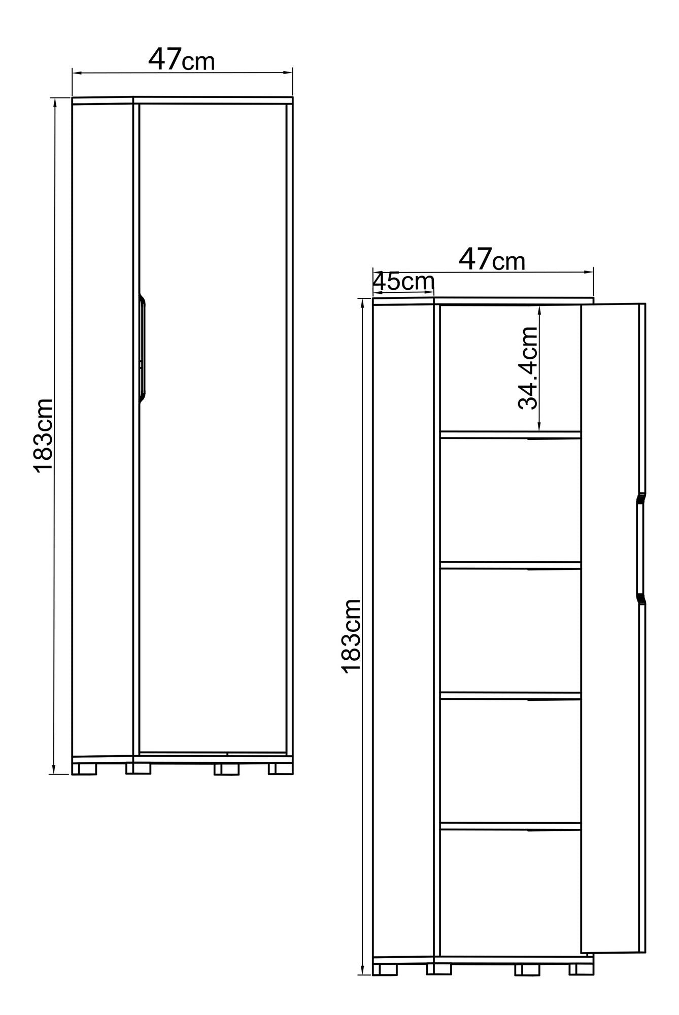 Guarda-roupa – 47 cm – Carvalho Safira e Branco – Aglomerado revestido de melamina