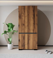 Guarda-roupa – 90 cm x 210 cm x 52 cm – Nogueira e Antracite – Aglomerado revestido de melamina