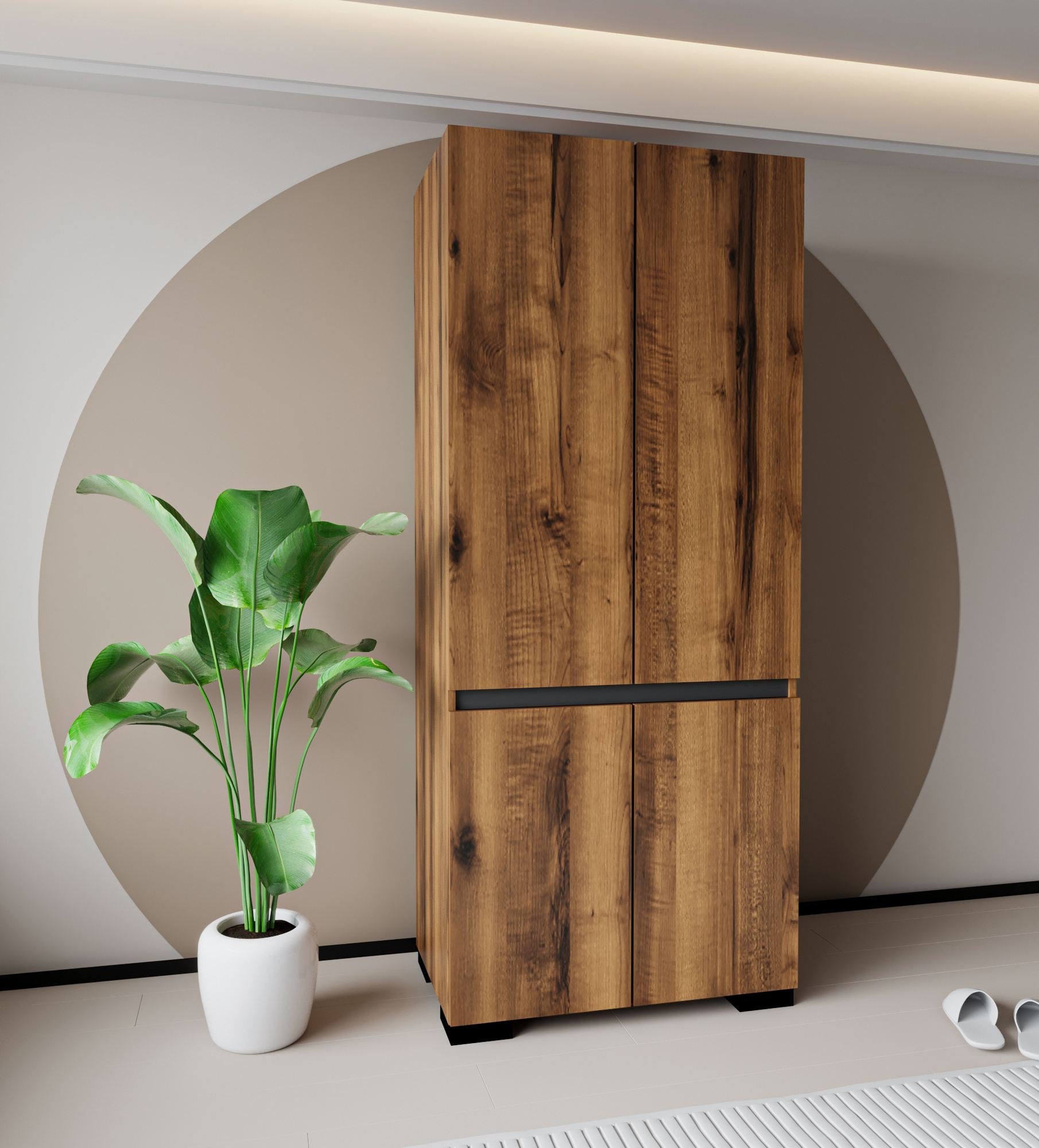 Guarda-roupa – 90 cm x 210 cm x 52 cm – Nogueira e Antracite – Aglomerado revestido de melamina