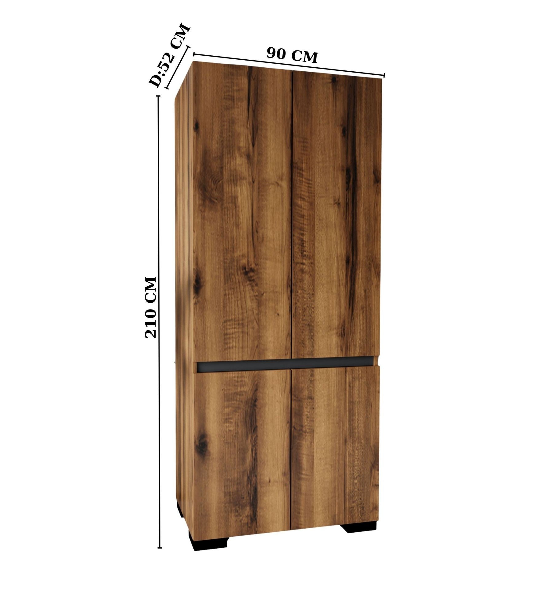 Guarda-roupa – 90 cm x 210 cm x 52 cm – Nogueira e Antracite – Aglomerado revestido de melamina