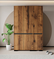 Guarda-roupa – 135 cm x 210 cm x 52 cm – Nogueira e Antracite – Aglomerado revestido de melamina