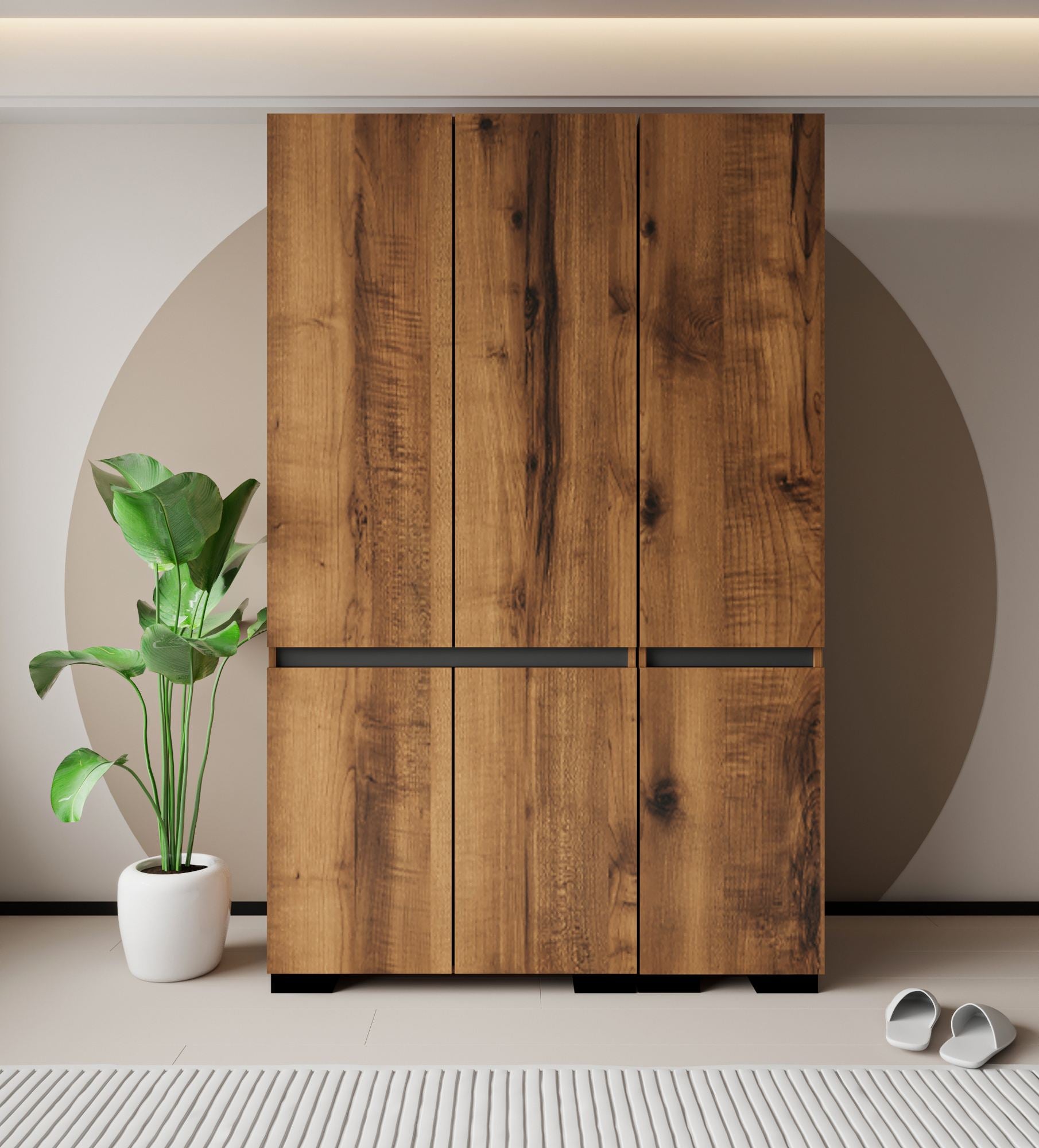 Guarda-roupa – 135 cm x 210 cm x 52 cm – Nogueira e Antracite – Aglomerado revestido de melamina