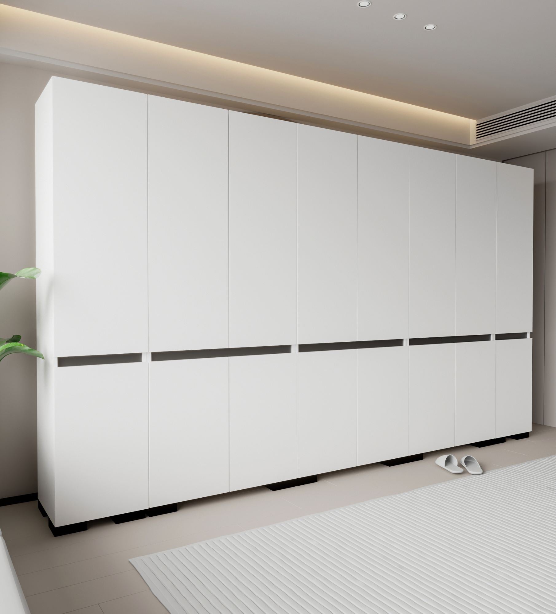 Guarda-roupa – 360 cm – Branco, Antracite – Aglomerado revestido de melamina