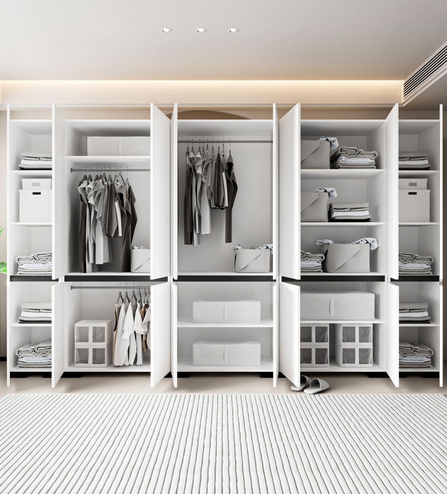 Guarda-roupa – 360 cm – Branco, Antracite – Aglomerado revestido de melamina