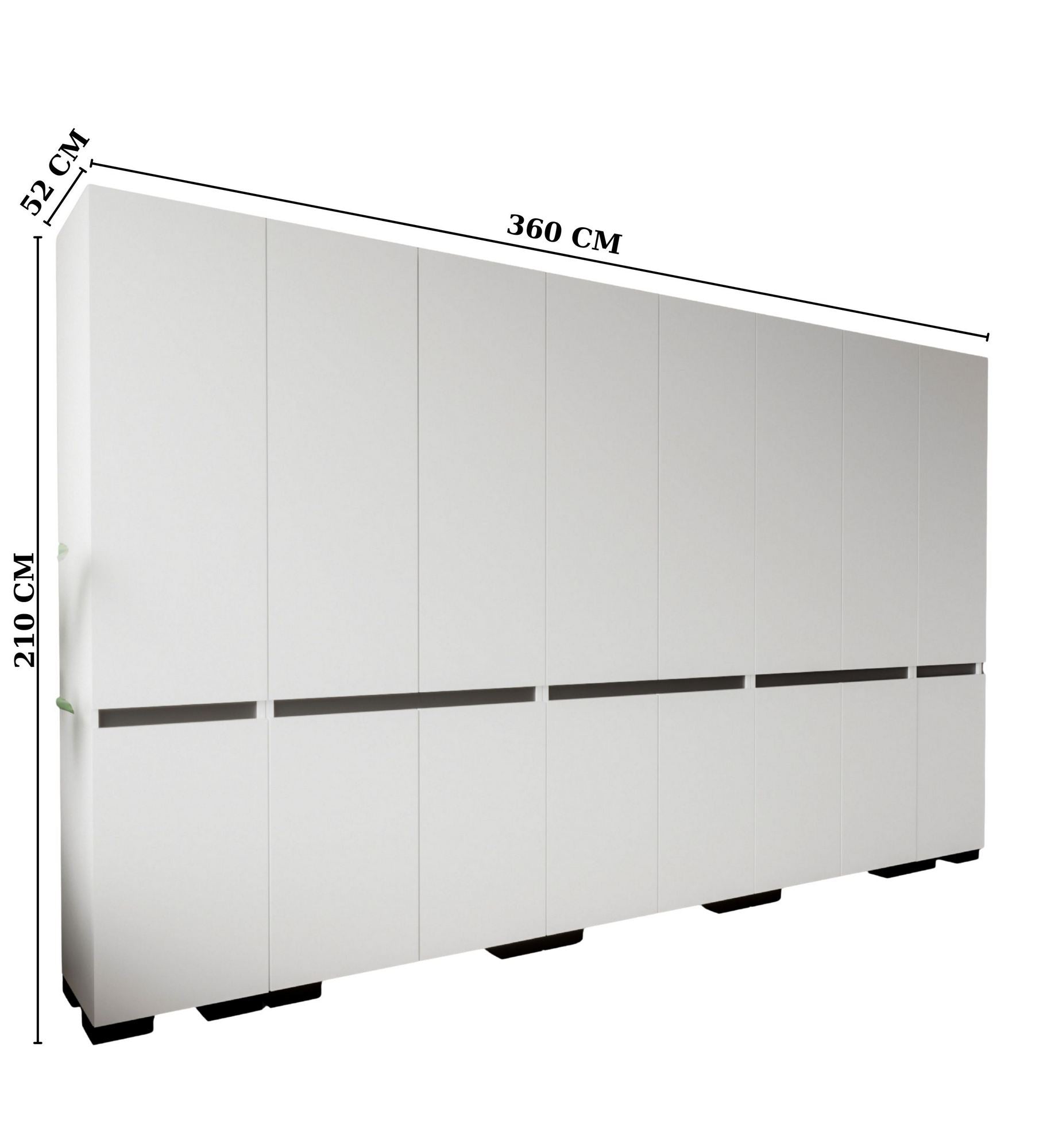 Guarda-roupa – 360 cm – Branco, Antracite – Aglomerado revestido de melamina
