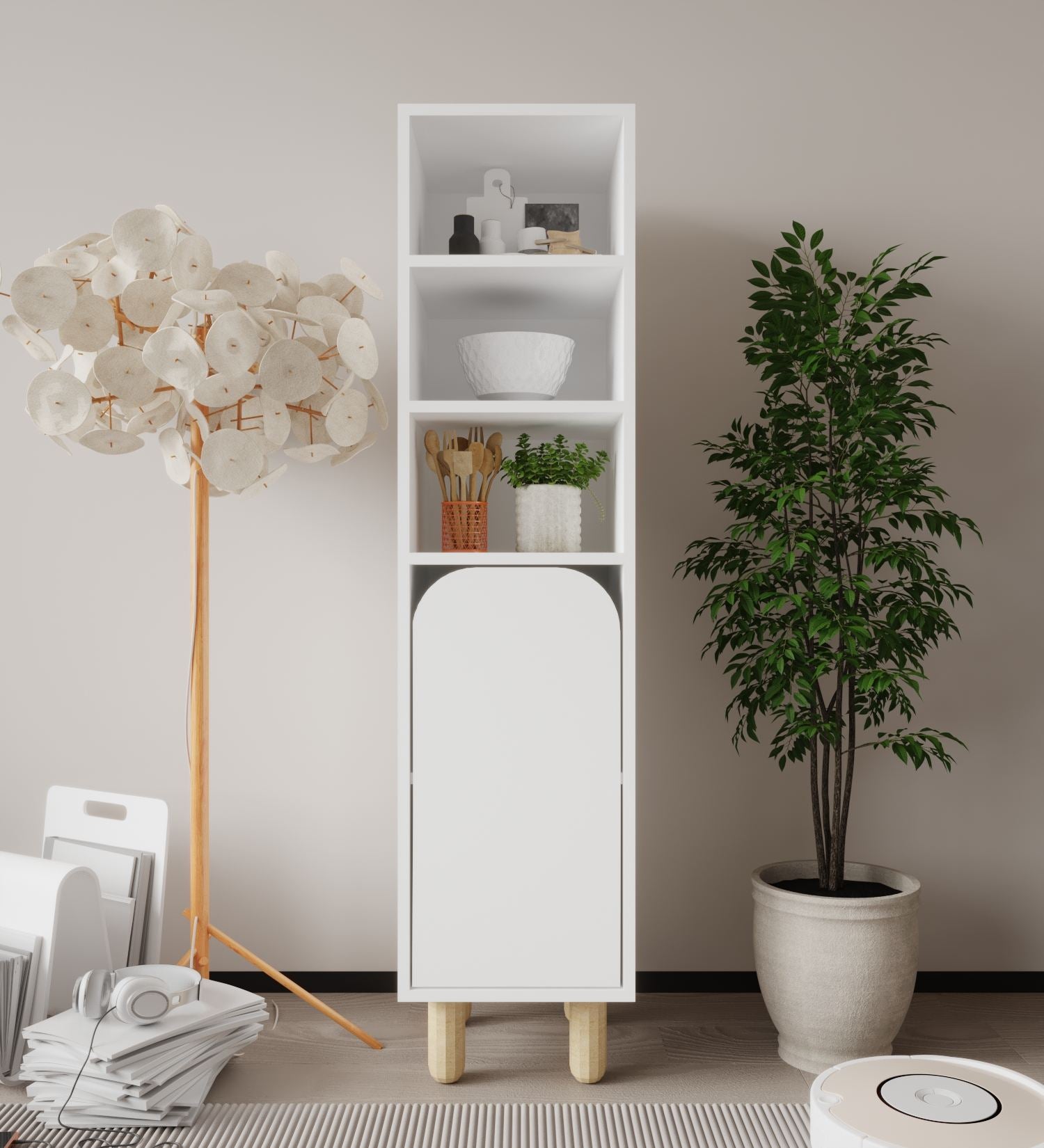 Armário Multiuso – 37 cm x 155 cm x 40 cm – Branco – MDF