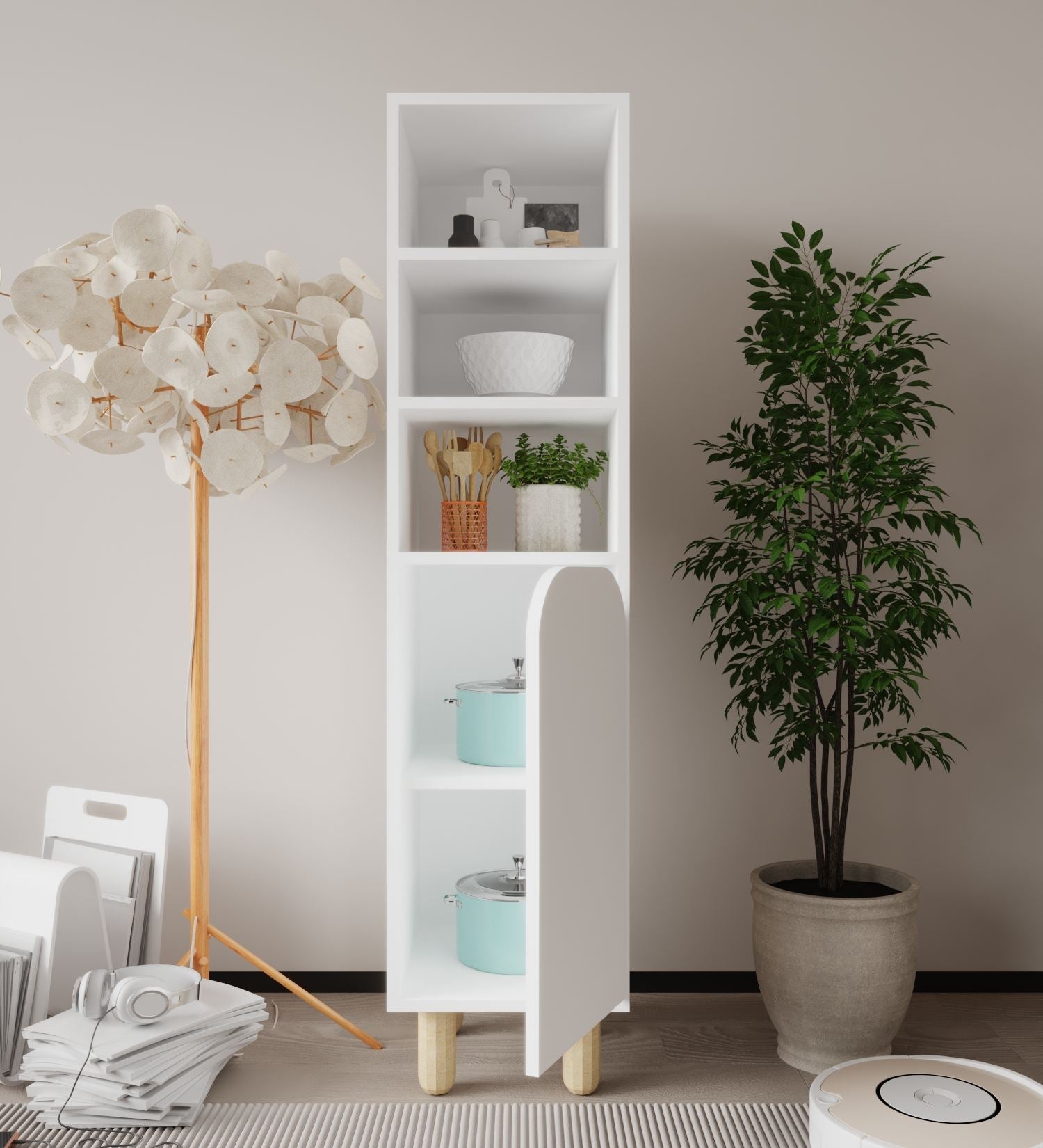 Armário Multiuso – 37 cm x 155 cm x 40 cm – Branco – MDF