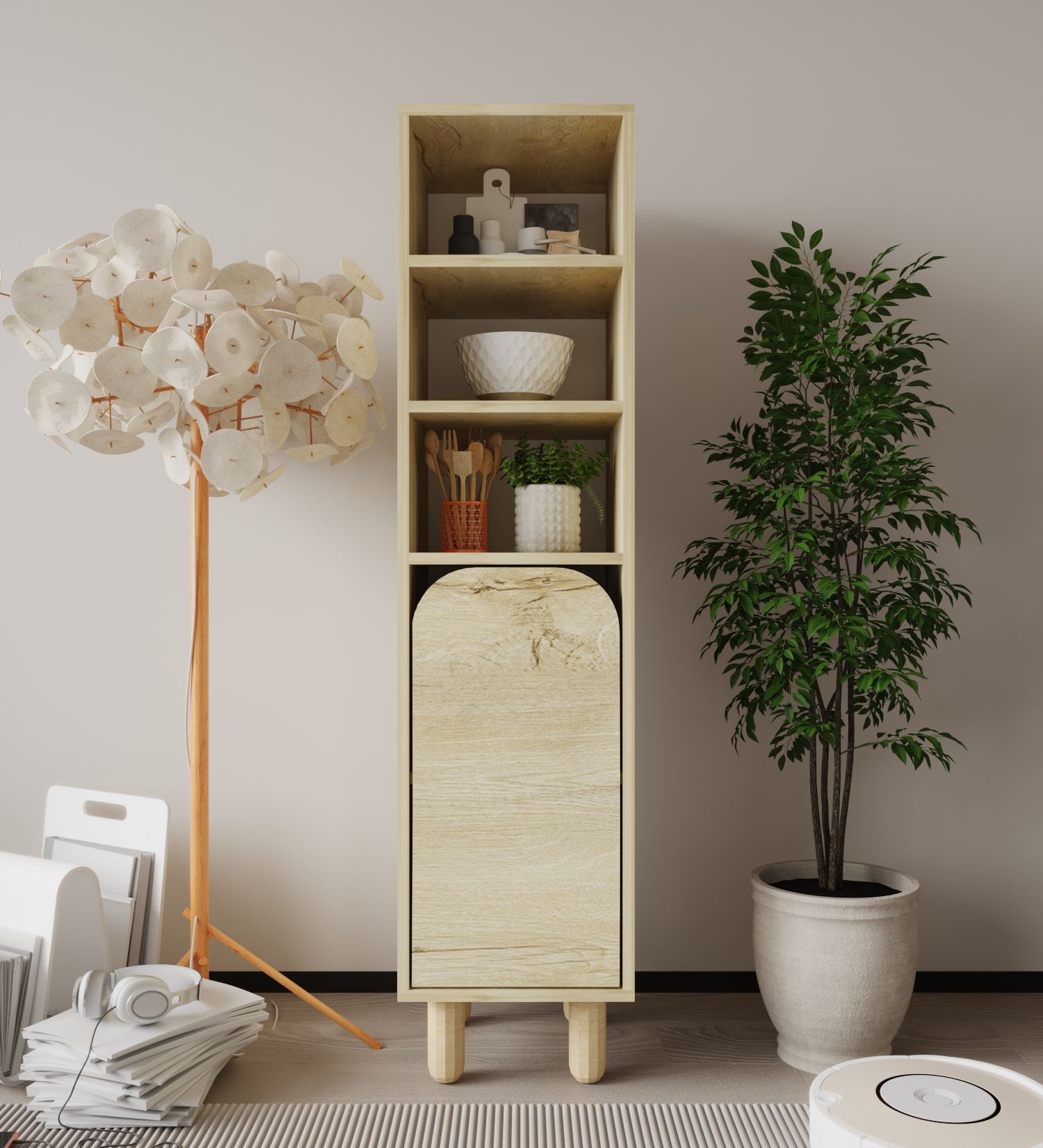 Armário Multiuso – 37 cm x 155 cm x 40 cm – Carvalho Safira – Aglomerado