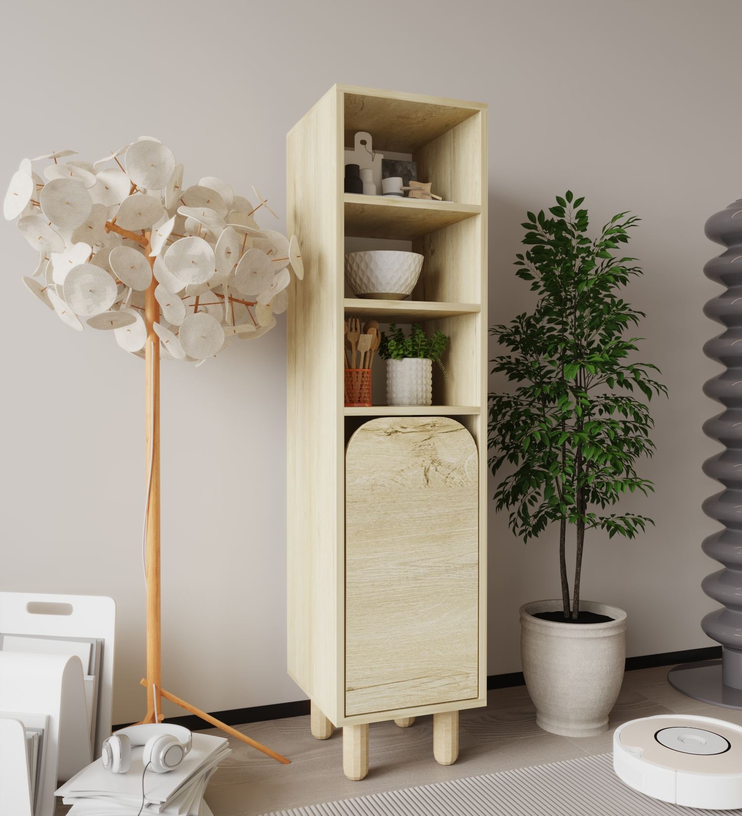 Armário Multiuso – 37 cm x 155 cm x 40 cm – Carvalho Safira – Aglomerado