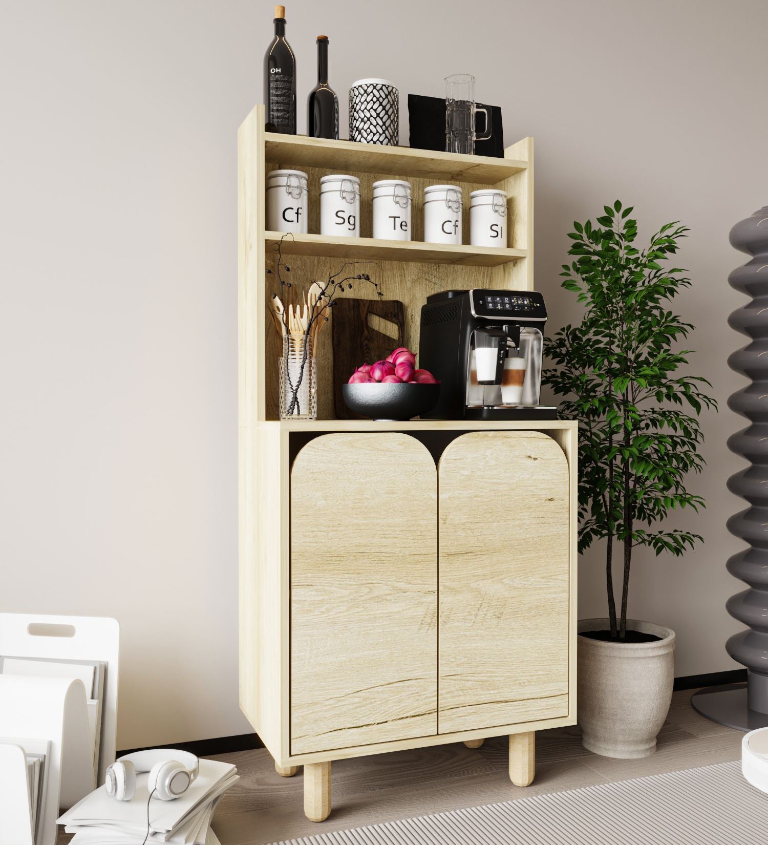 Armário Multiuso – 70 cm x 155 cm x 40 cm – Carvalho Safira – Aglomerado revestido de melamina