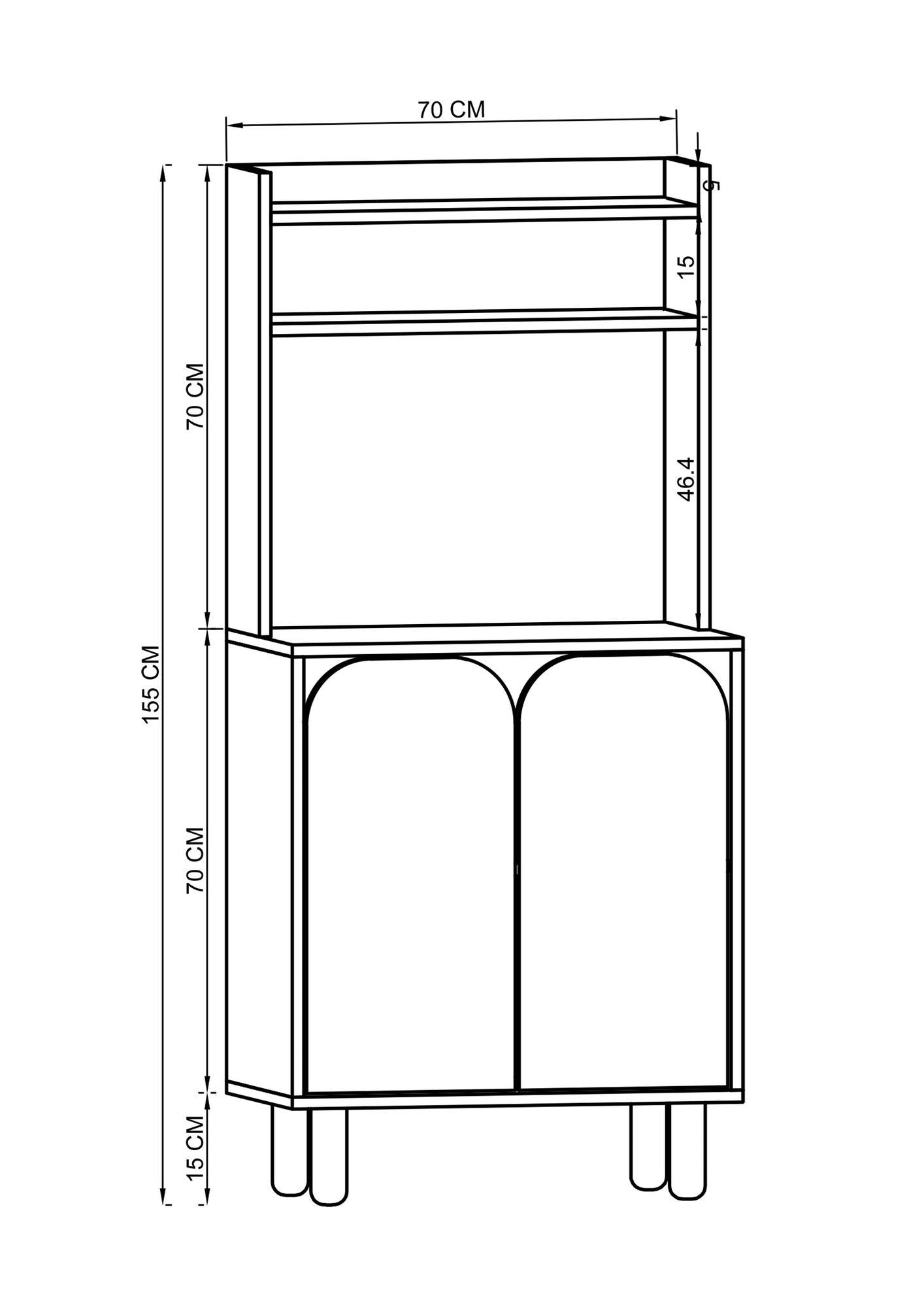 Armário Multiuso – 70 cm x 155 cm x 40 cm – Carvalho Safira – Aglomerado revestido de melamina