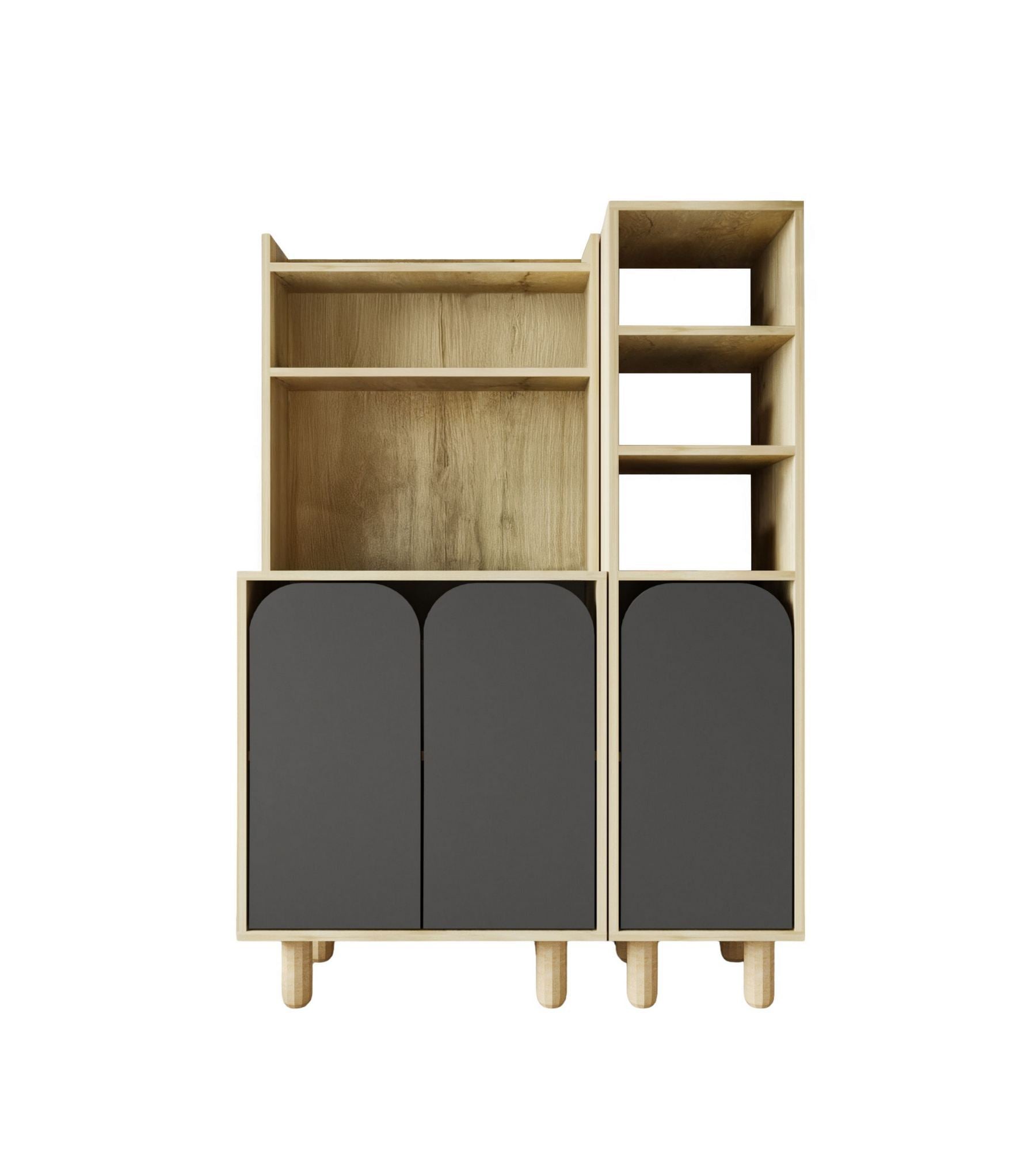 Armário Multiuso – 105 cm x 155 cm x 40 cm – Carvalho Safira e Antracite – Aglomerado