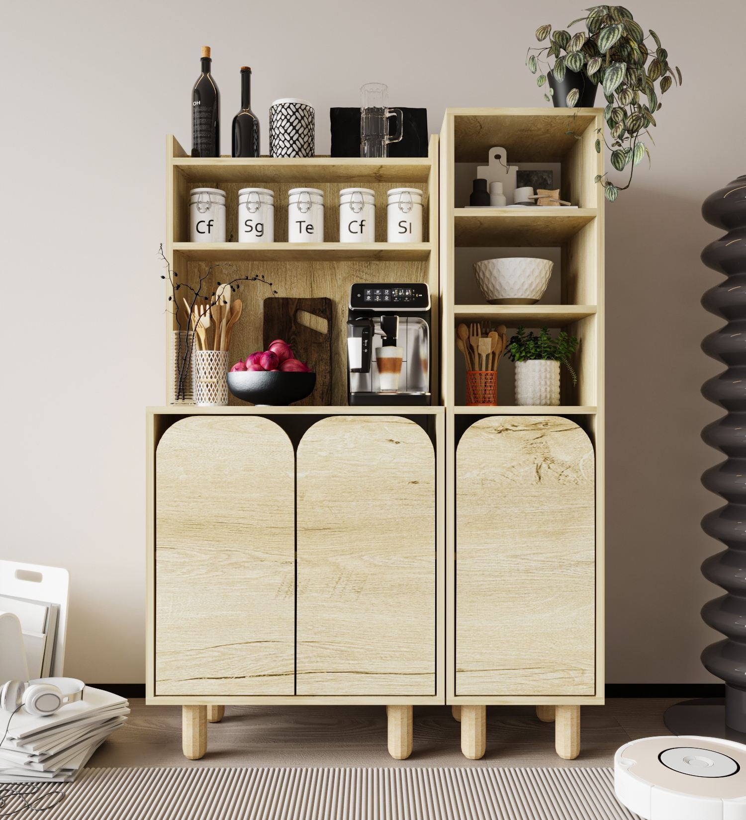 Armário Multiuso – 105 cm x 155 cm x 40 cm – Carvalho Safira – Aglomerado revestido de melamina