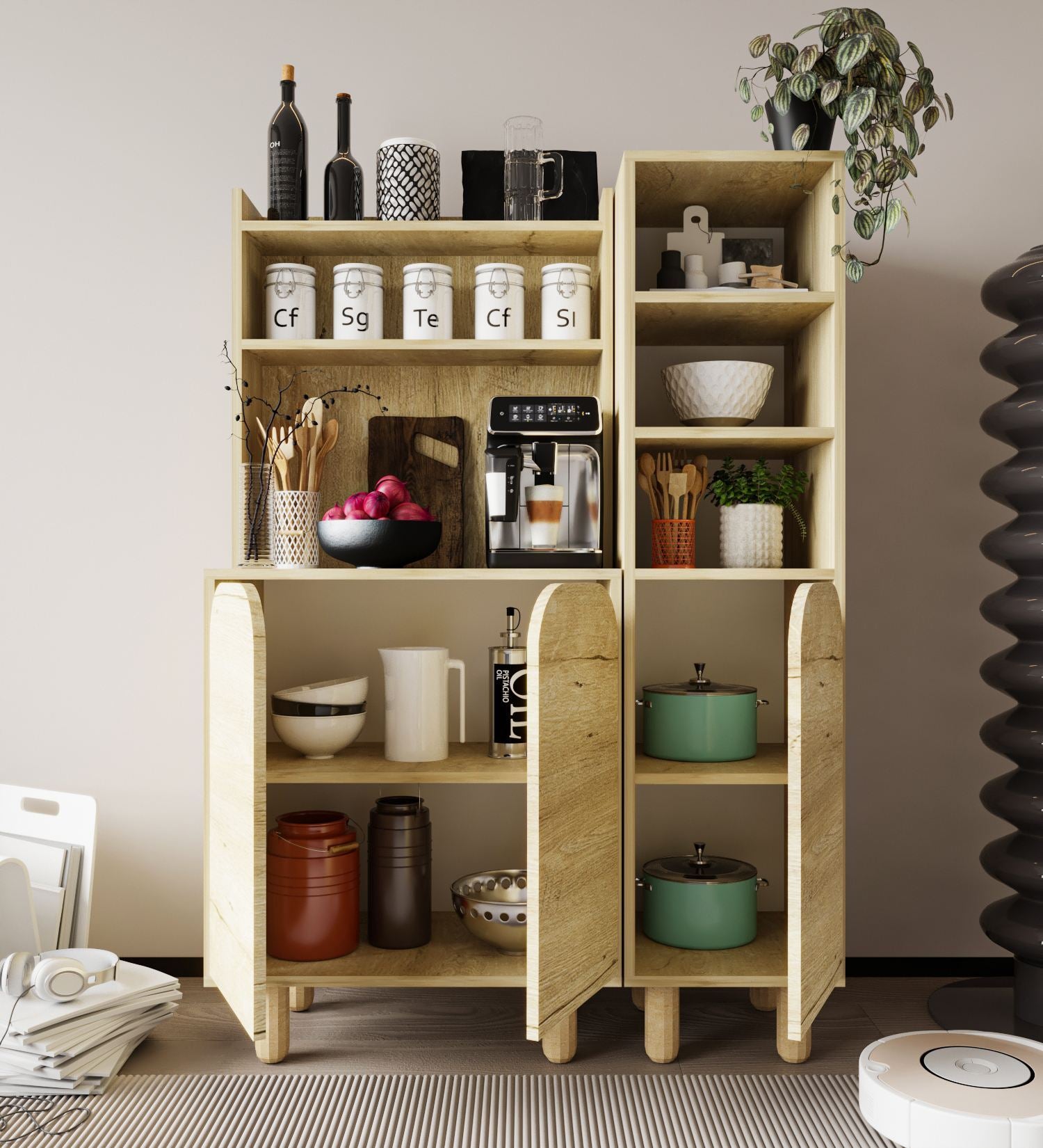 Armário Multiuso – 105 cm x 155 cm x 40 cm – Carvalho Safira – Aglomerado revestido de melamina