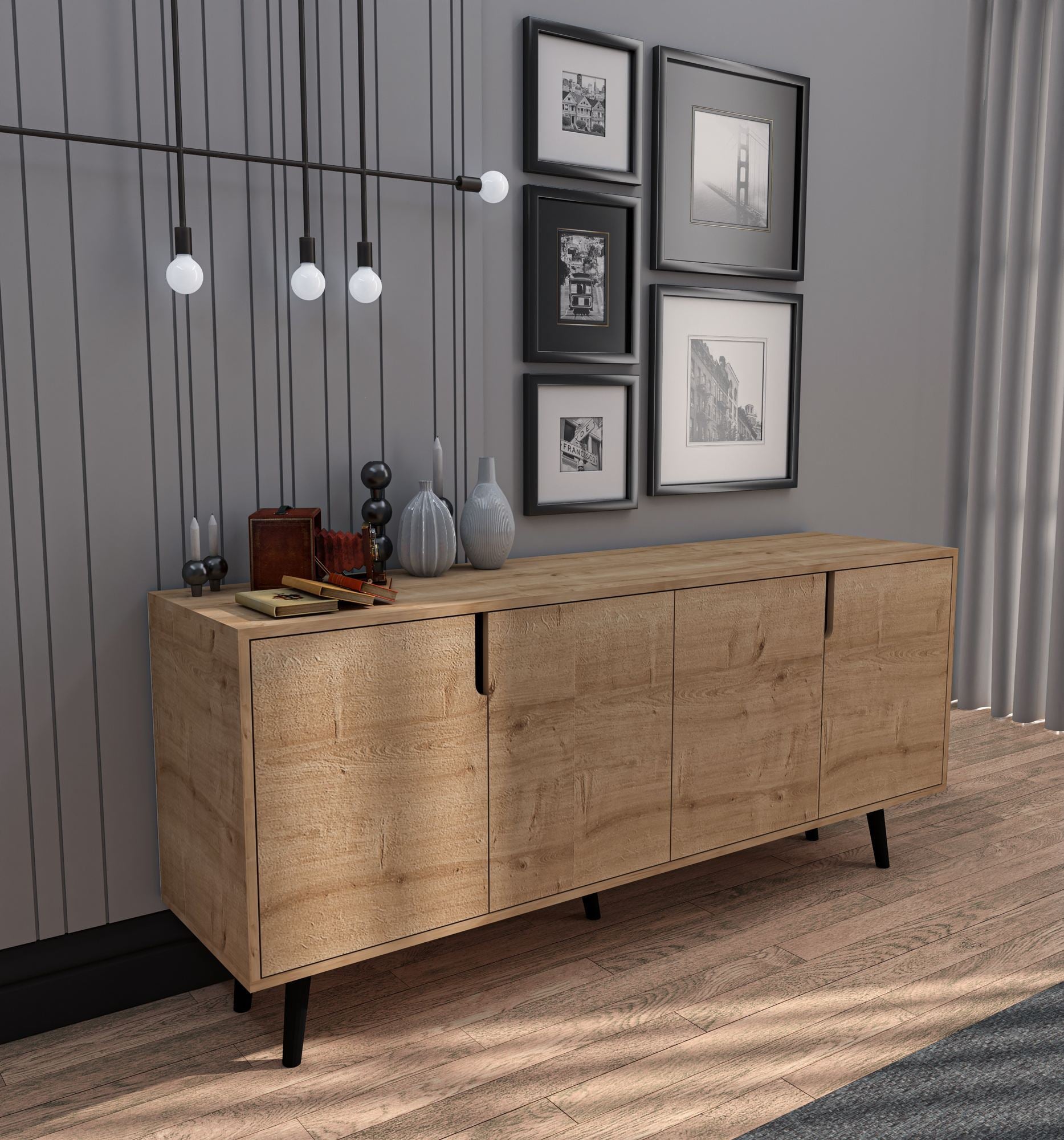 Aparador – 180 cm x 80 cm x 45 cm – Carvalho Safira – Aglomerado