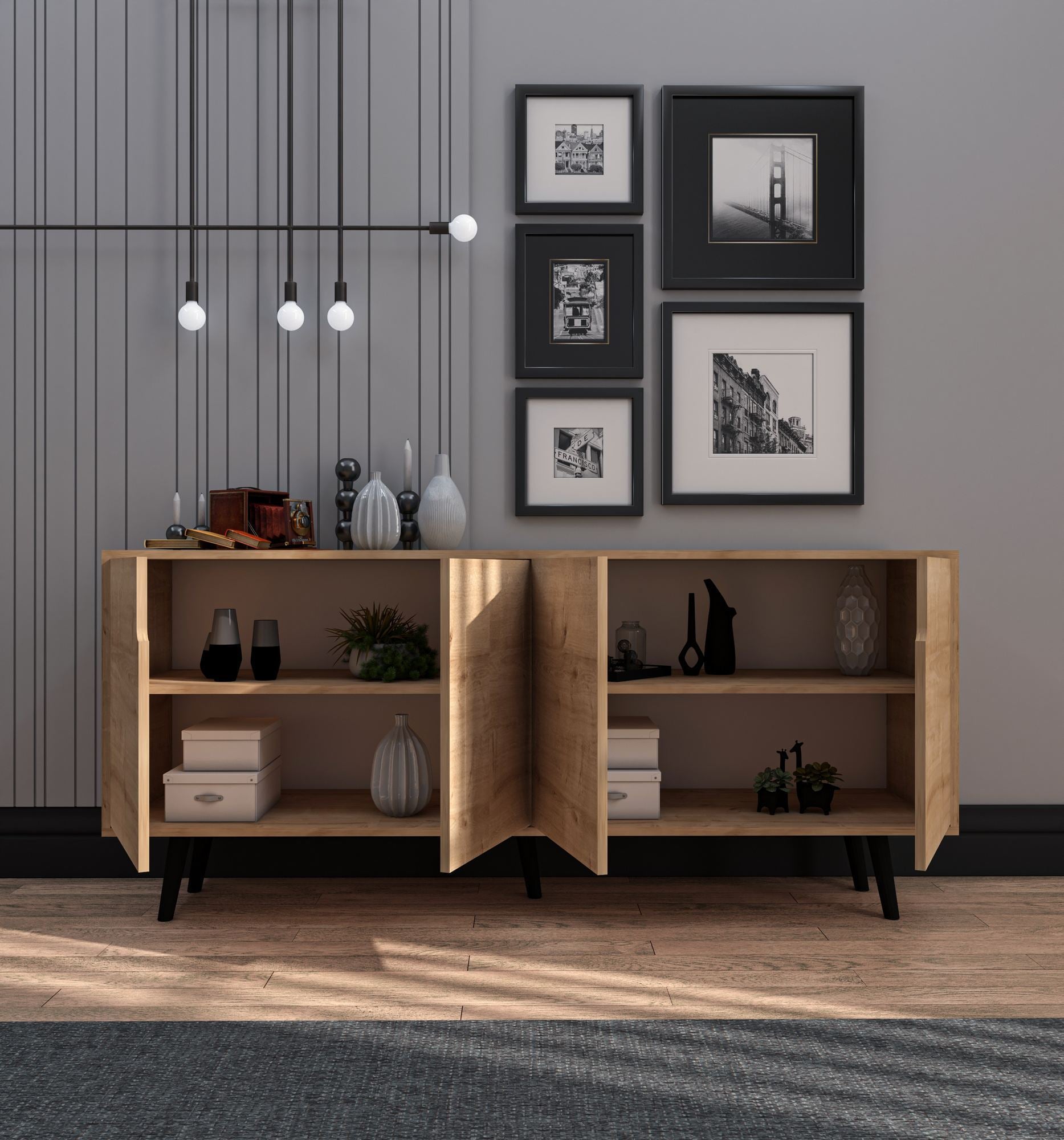 Aparador – 180 cm x 80 cm x 45 cm – Carvalho Safira – Aglomerado