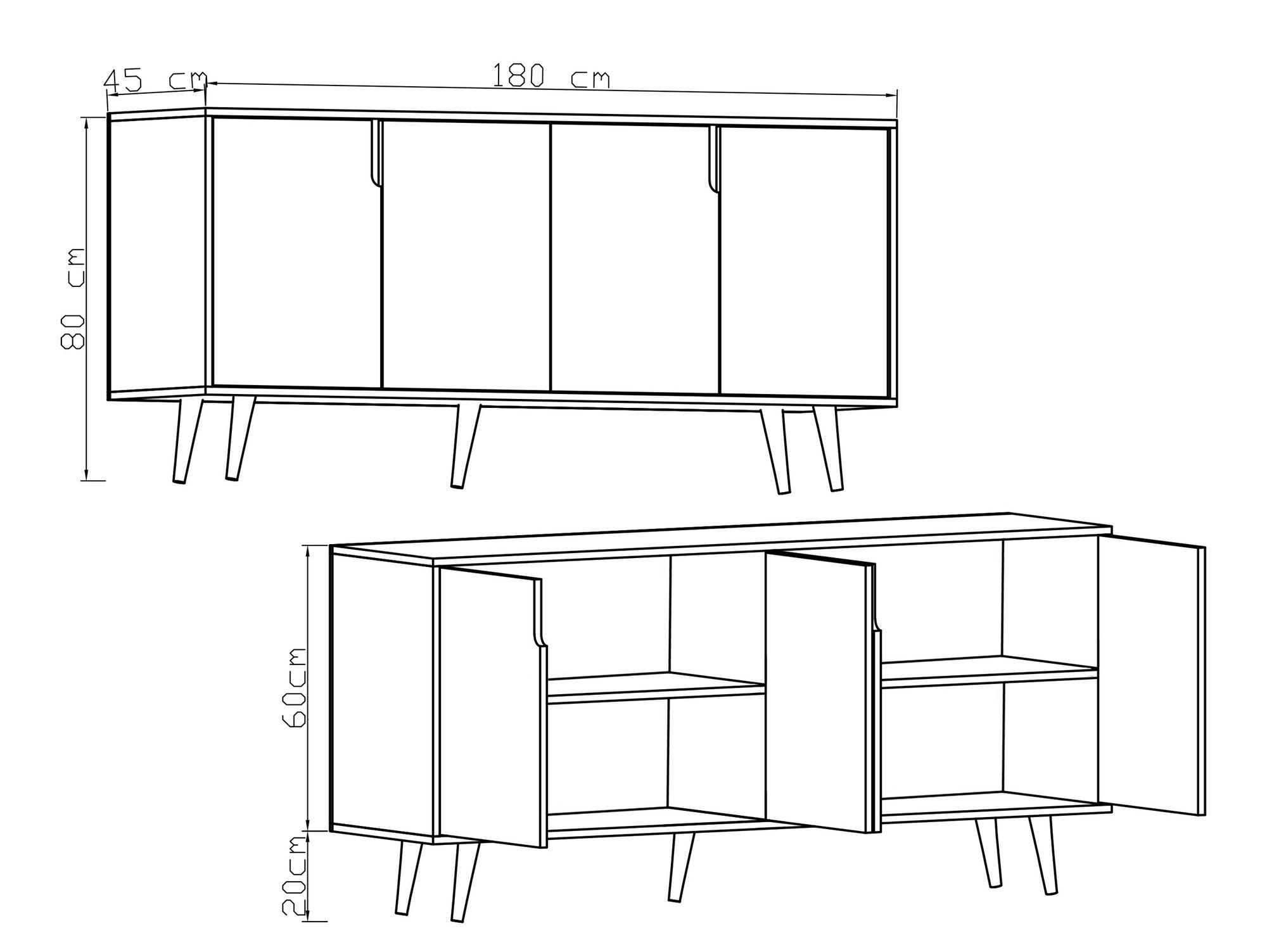 Aparador – 180 cm x 80 cm x 45 cm – Carvalho Safira – Aglomerado