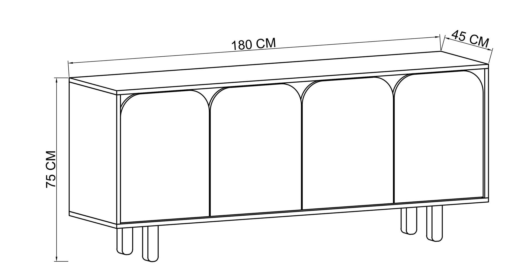 Aparador – 180 cm – Carvalho Safira e Branco – Aglomerado e Madeira