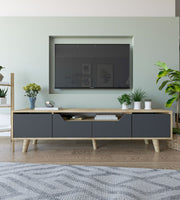 Móvel de TV – 180 cm – Carvalho Safira e Antracite – Aglomerado revestido de melamina