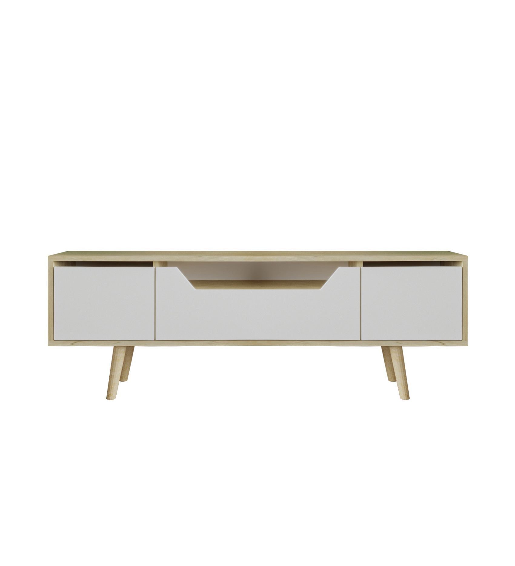 Estante para TV – 150 cm – Carvalho Safira e Branco – Aglomerado