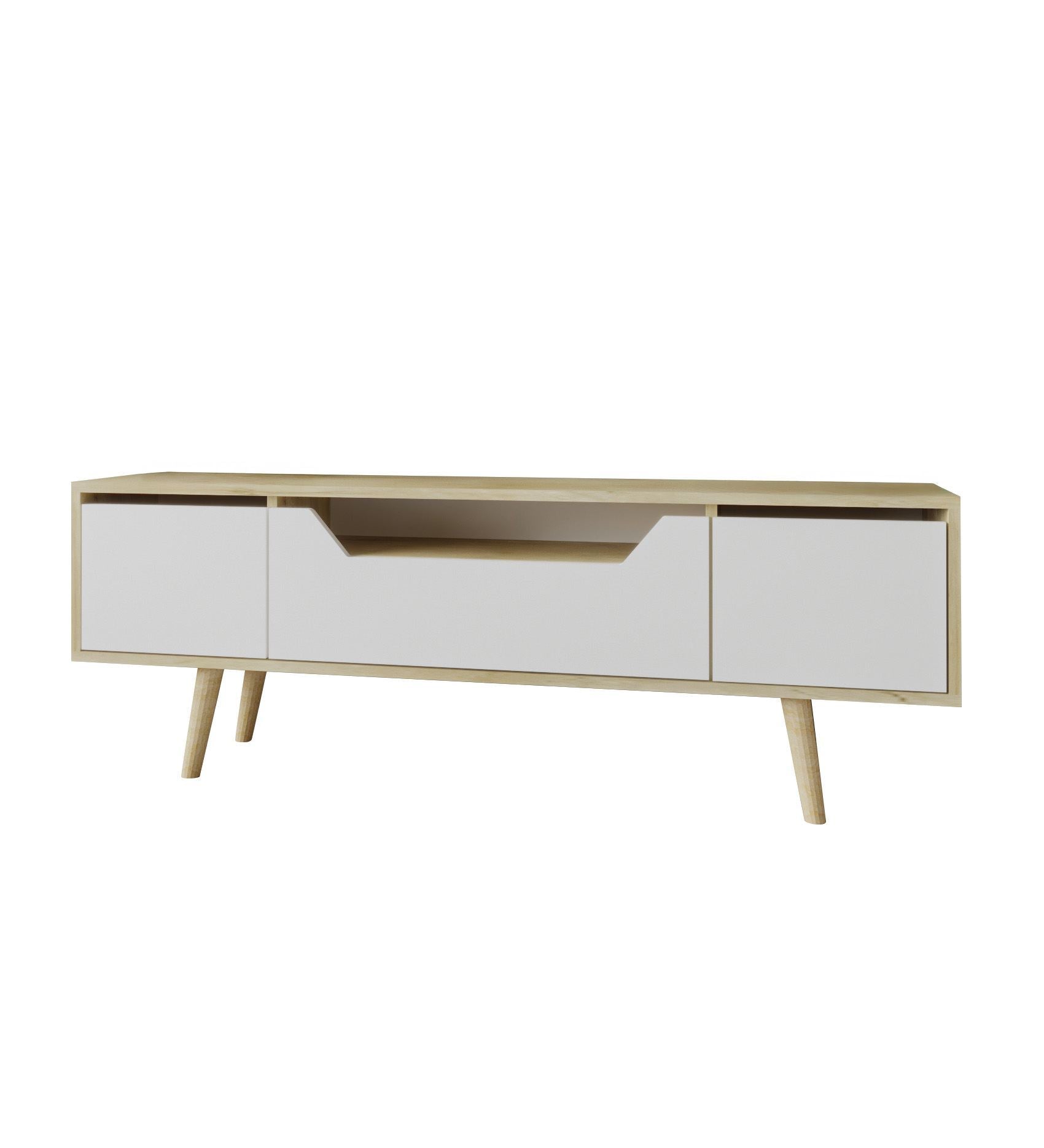 Estante para TV – 150 cm – Carvalho Safira e Branco – Aglomerado