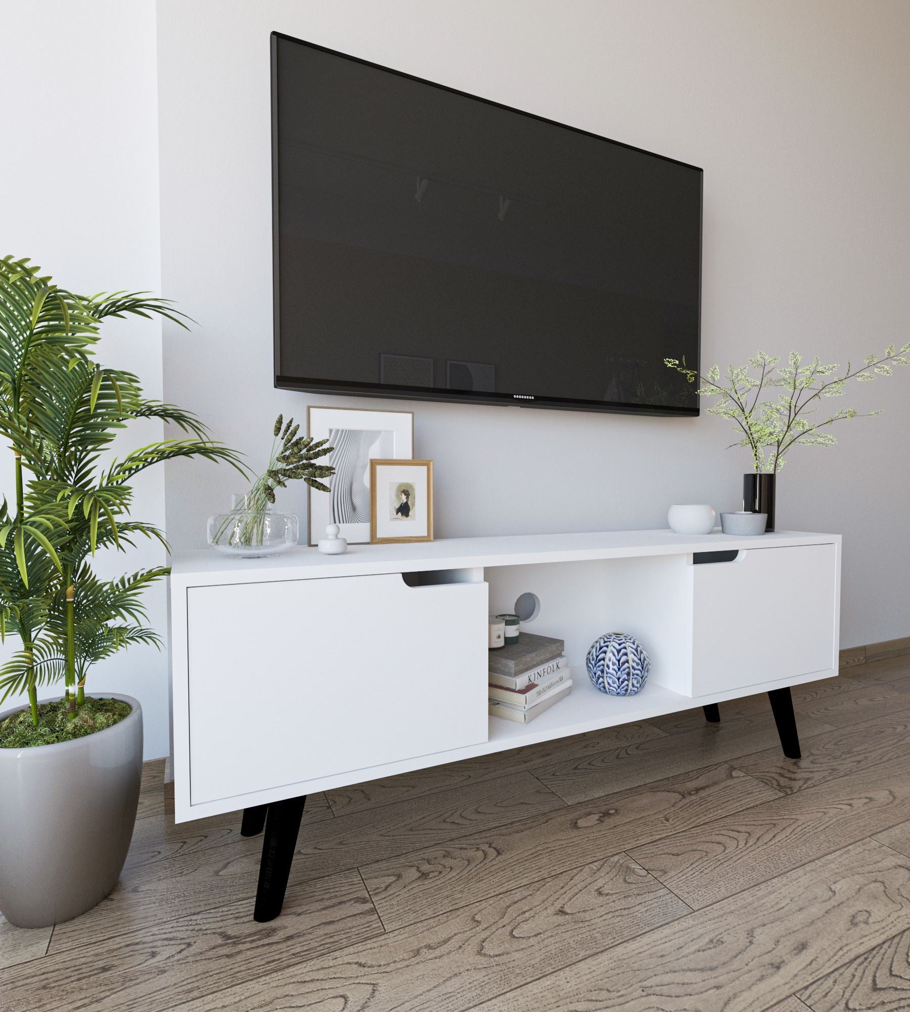 Móvel de TV – 139,7 cm x 53 cm – Branco – Aglomerado