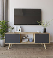 Móvel de TV – 139,7 cm x 53 cm x 53 cm – Carvalho Safira e Antracite – Aglomerado com melamina