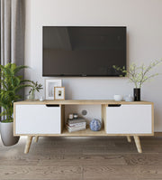 Estante para TV – 139,7 cm x 53 cm x 53 cm – Carvalho Safira e Branco – Aglomerado