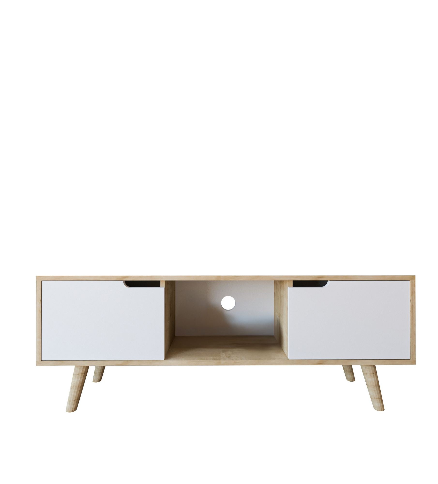 Estante para TV – 139,7 cm x 53 cm x 53 cm – Carvalho Safira e Branco – Aglomerado