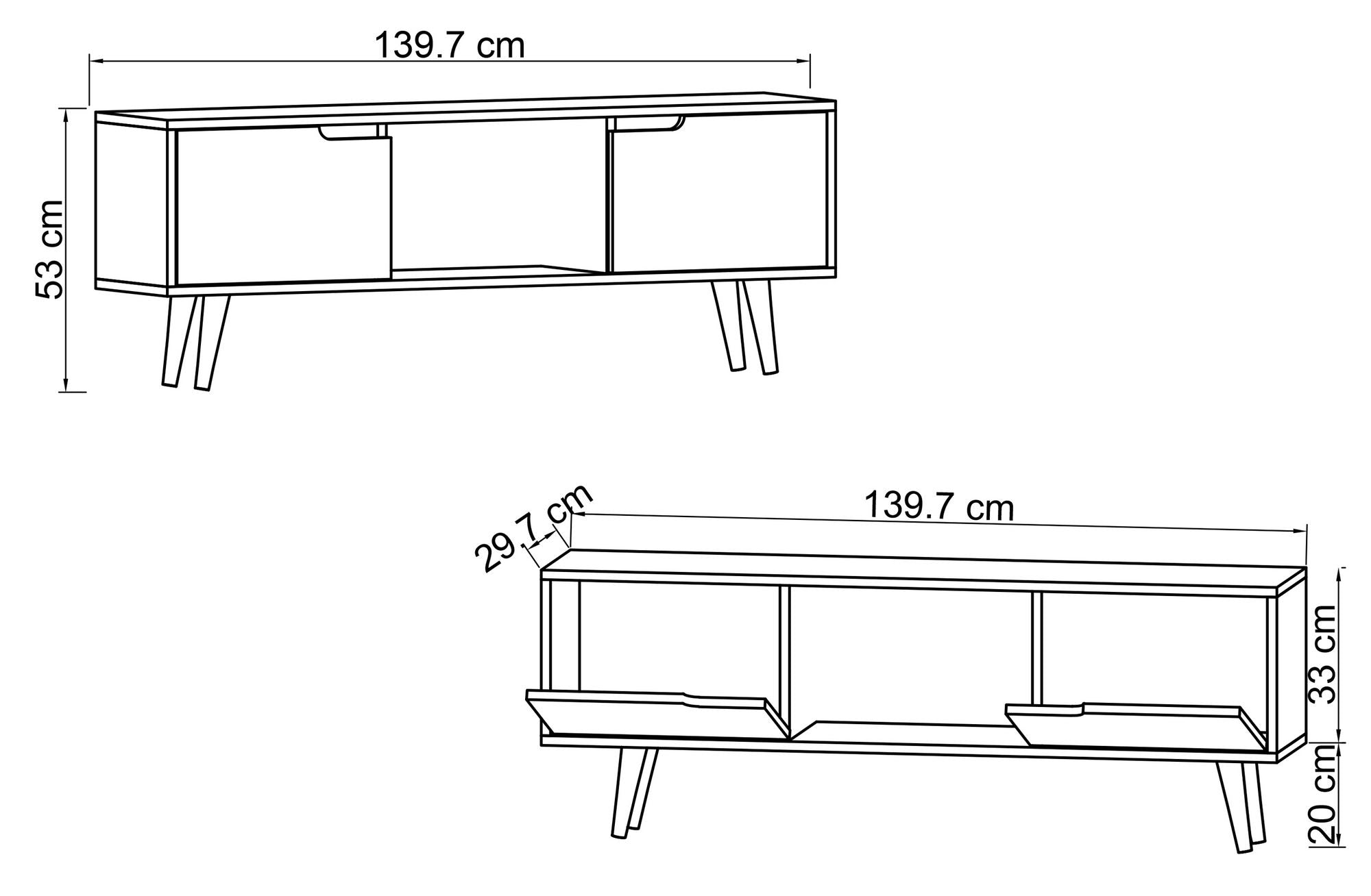 Estante para TV – 139,7 cm x 53 cm x 53 cm – Carvalho Safira e Branco – Aglomerado