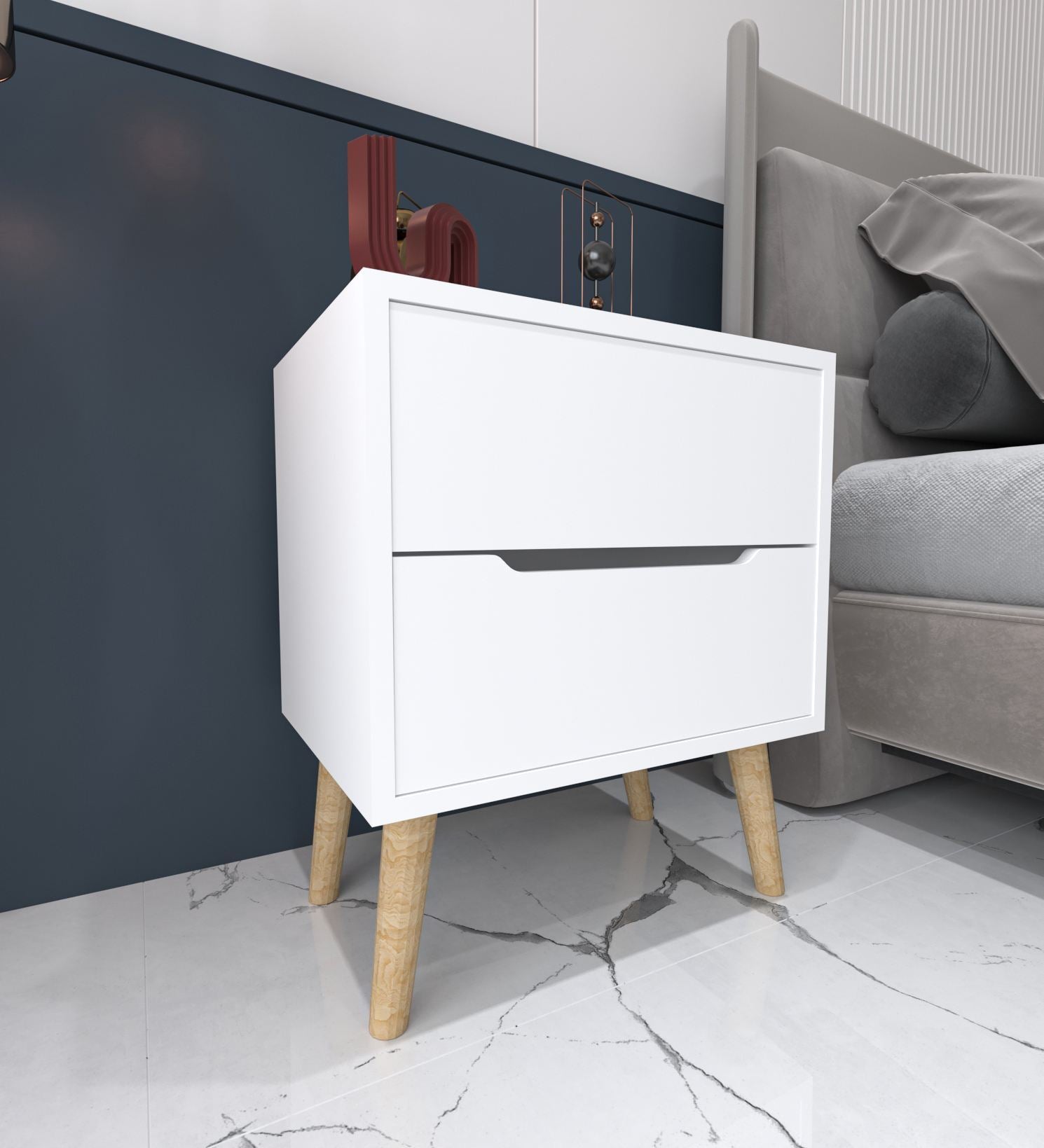 Mesa de cabeceira-Flora-Branco