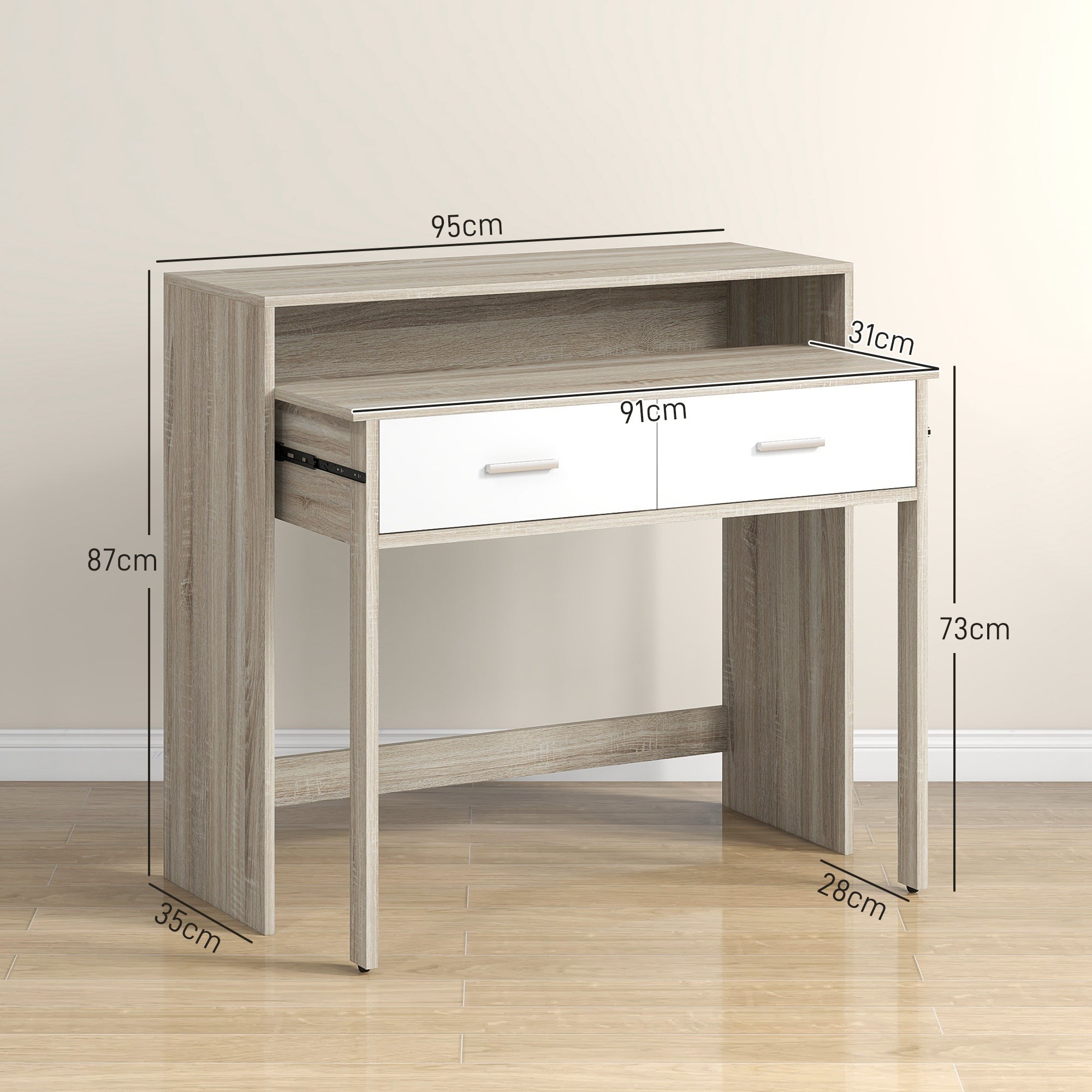 Mesa Consola Moderna de Entrada Oak 95x35x87 cm