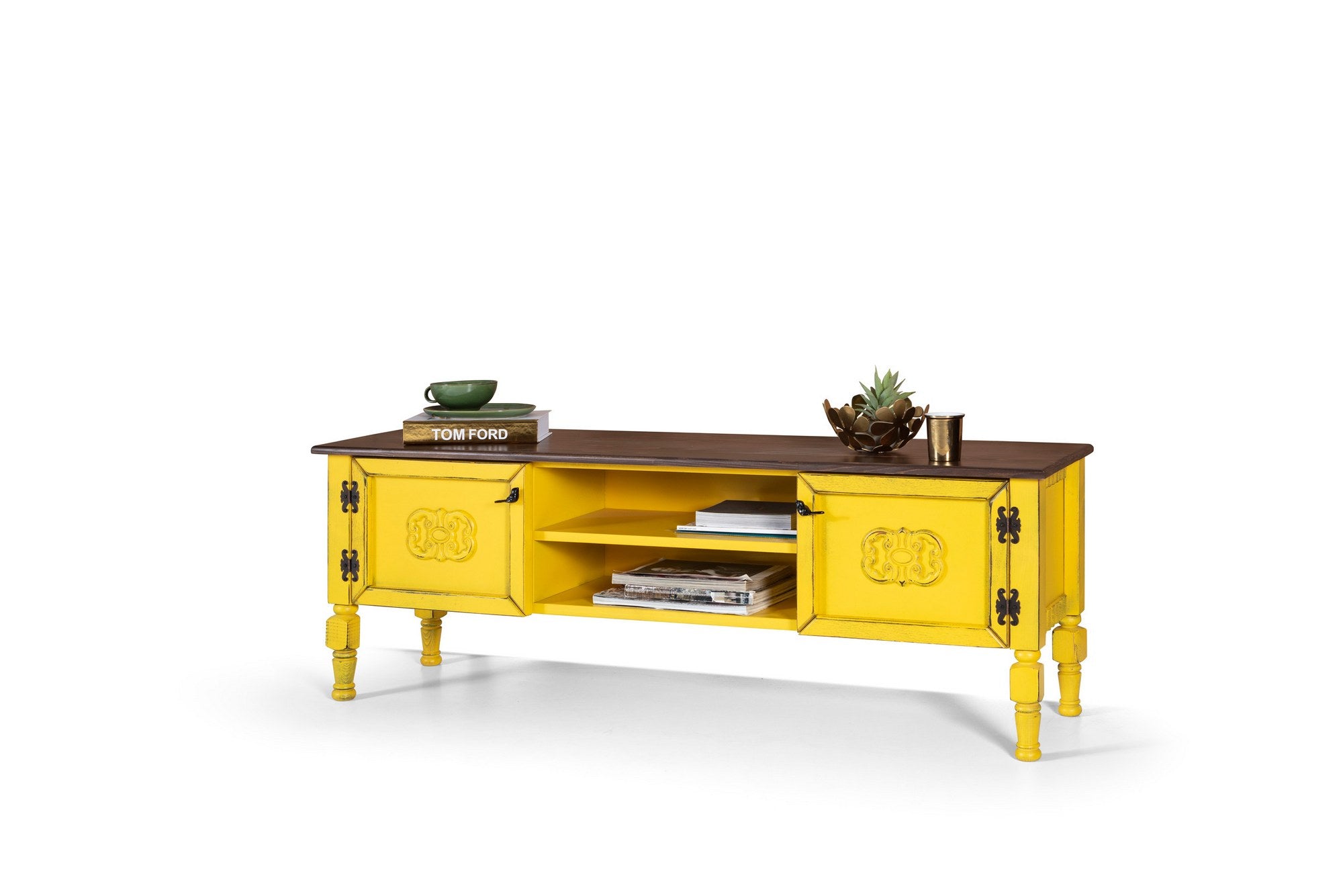 Móvel de TV – 150 cm x 40 cm x 50 cm – Amarelo – MDF