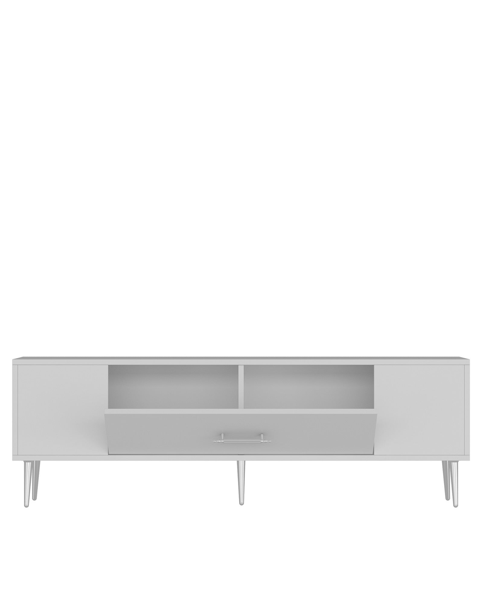 Móvel de TV – 150cm x 48,2cm x 29,6cm – Branco e Prata – MDF