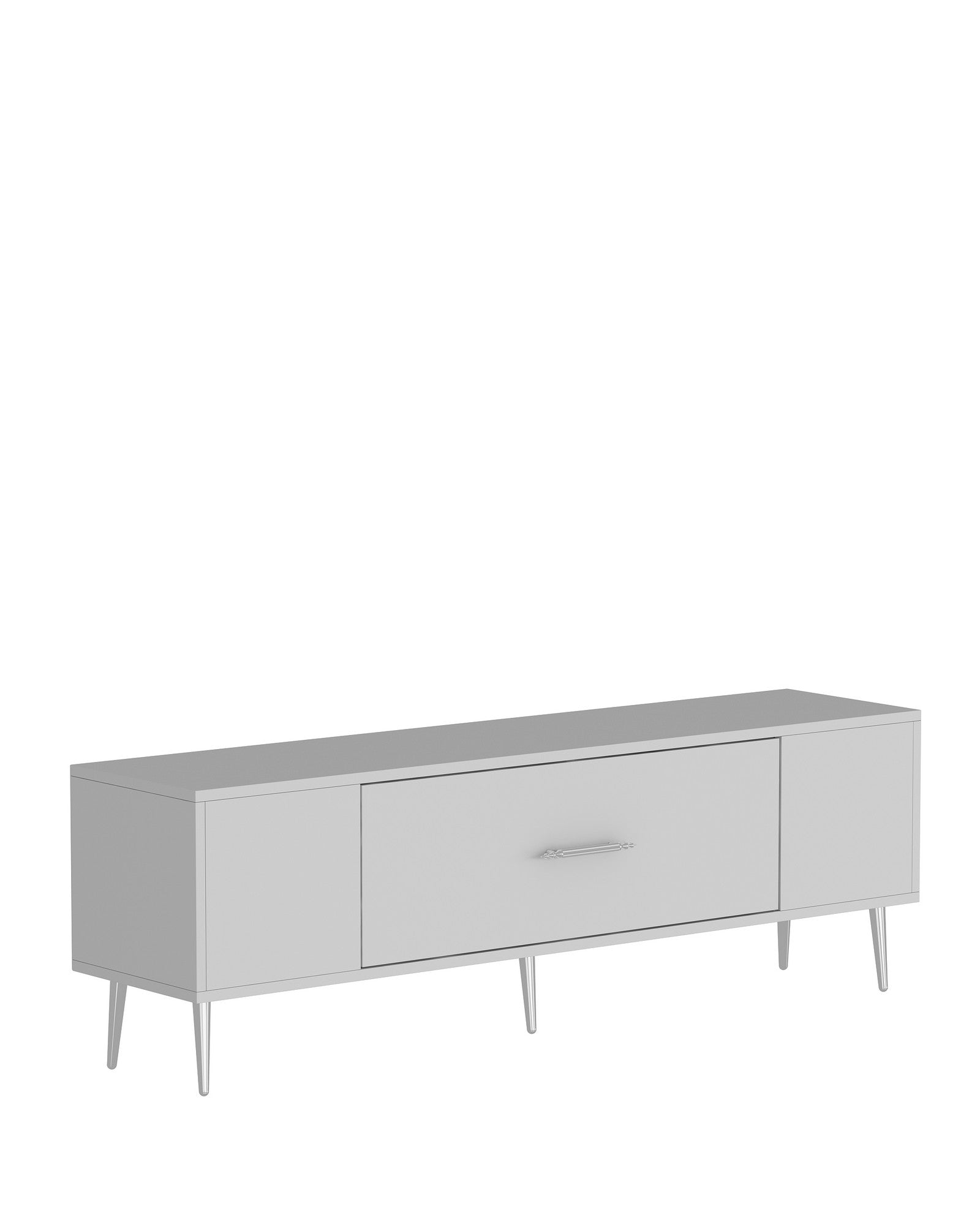 Móvel de TV – 150cm x 48,2cm x 29,6cm – Branco e Prata – MDF
