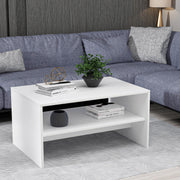 Mesa de Centro Moderna, Branca, 90 x 46,8 x 45 cm | Painel de Partículas 100% Revestido em Melamina, 18 mm de Espessura | Design Elegante com Armazenamento Adicional para Casa e Escritório