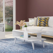 Mesa de Centro Moderna, Branca, 90 x 40 x 45 cm | Painel de Partículas 100% Revestido em Melamina, 18 mm de Espessura | Elegante e Funcional para Sala de Estar e Escritório