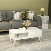 Mesa de Centro Branca Moderna, 90 x 45 x 40 cm | Painel de Partículas 100% Revestido em Melamina, 18 mm de Espessura | Design Elegante e Funcional para Espaços de Convivência