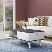 Mesa de Centro Moderna, Preta e Branca, 90 x 45 x 42,4 cm | Painel de Partículas 100% Revestido em Melamina, 18 mm de Espessura | Elegante e Funcional para Qualquer Espaço