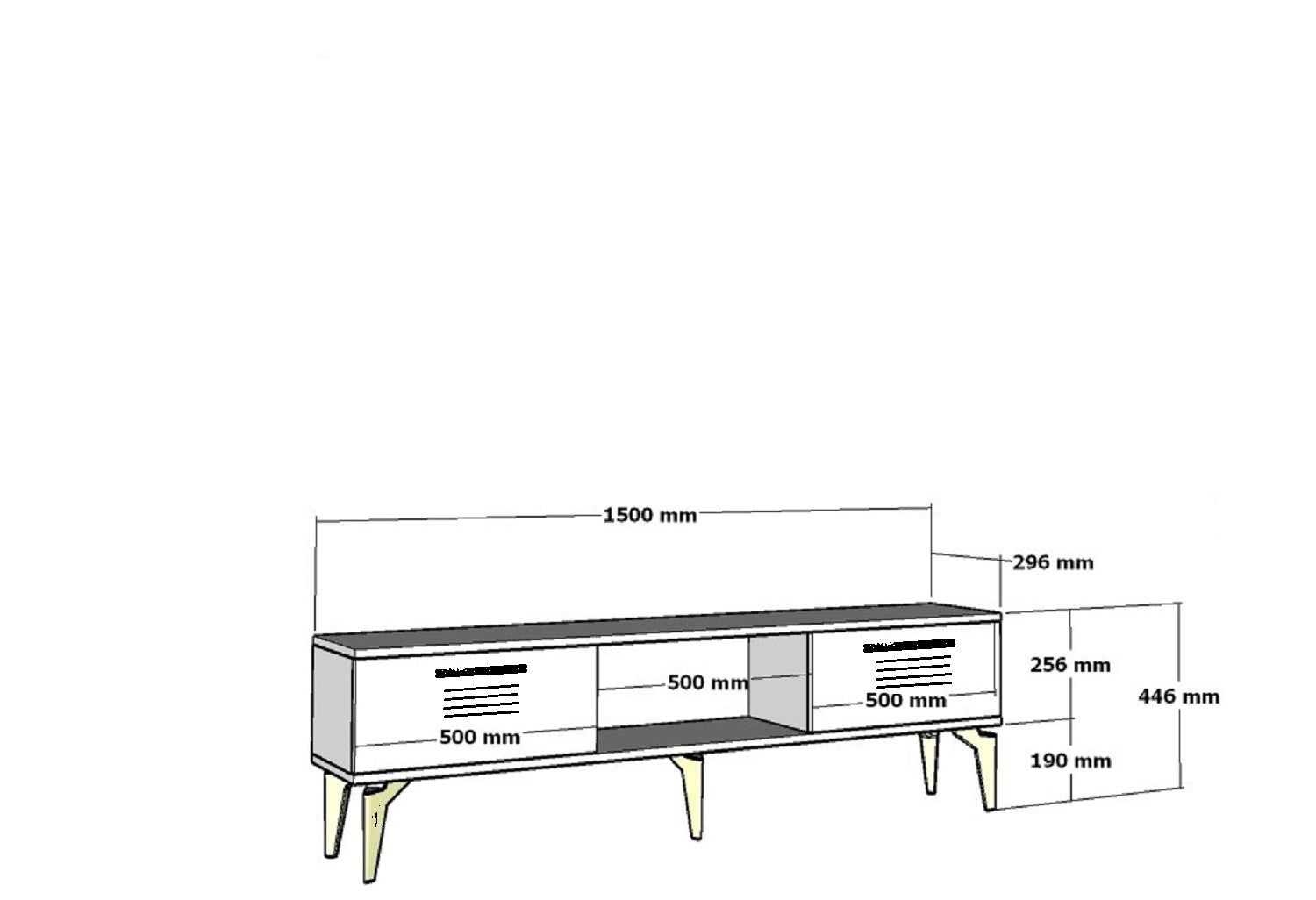 Móvel de TV – 150 cm x 44,6 cm x 29,6 cm – Carvalho Safira e Branco – MDF